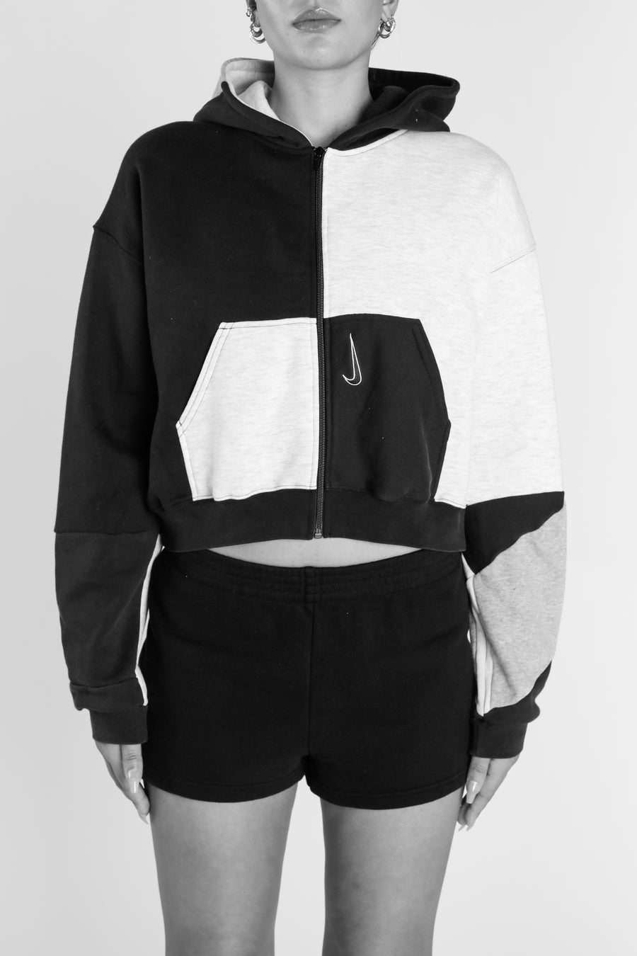 Rework Adidas Crop Zip Hoodie - M