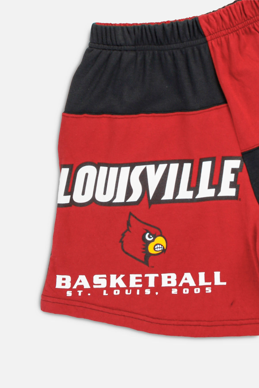 Unisex Rework Louisville Cardinals Basketball Patchwork Tee Shorts - S
