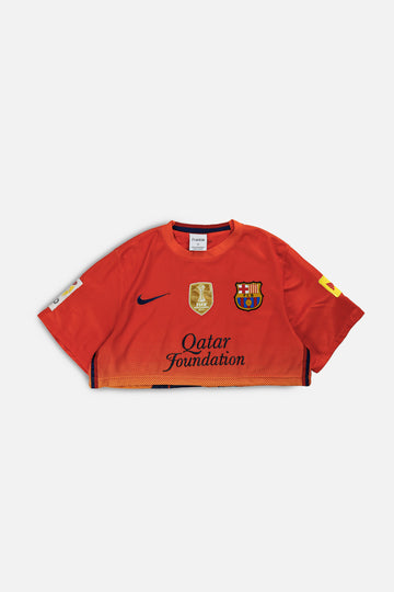 Rework Crop Barcelona Soccer Jersey - M