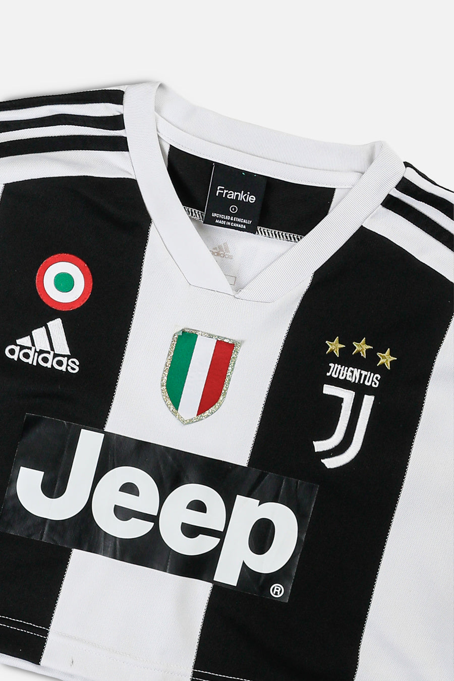Rework Crop Juventus Soccer Jersey - L