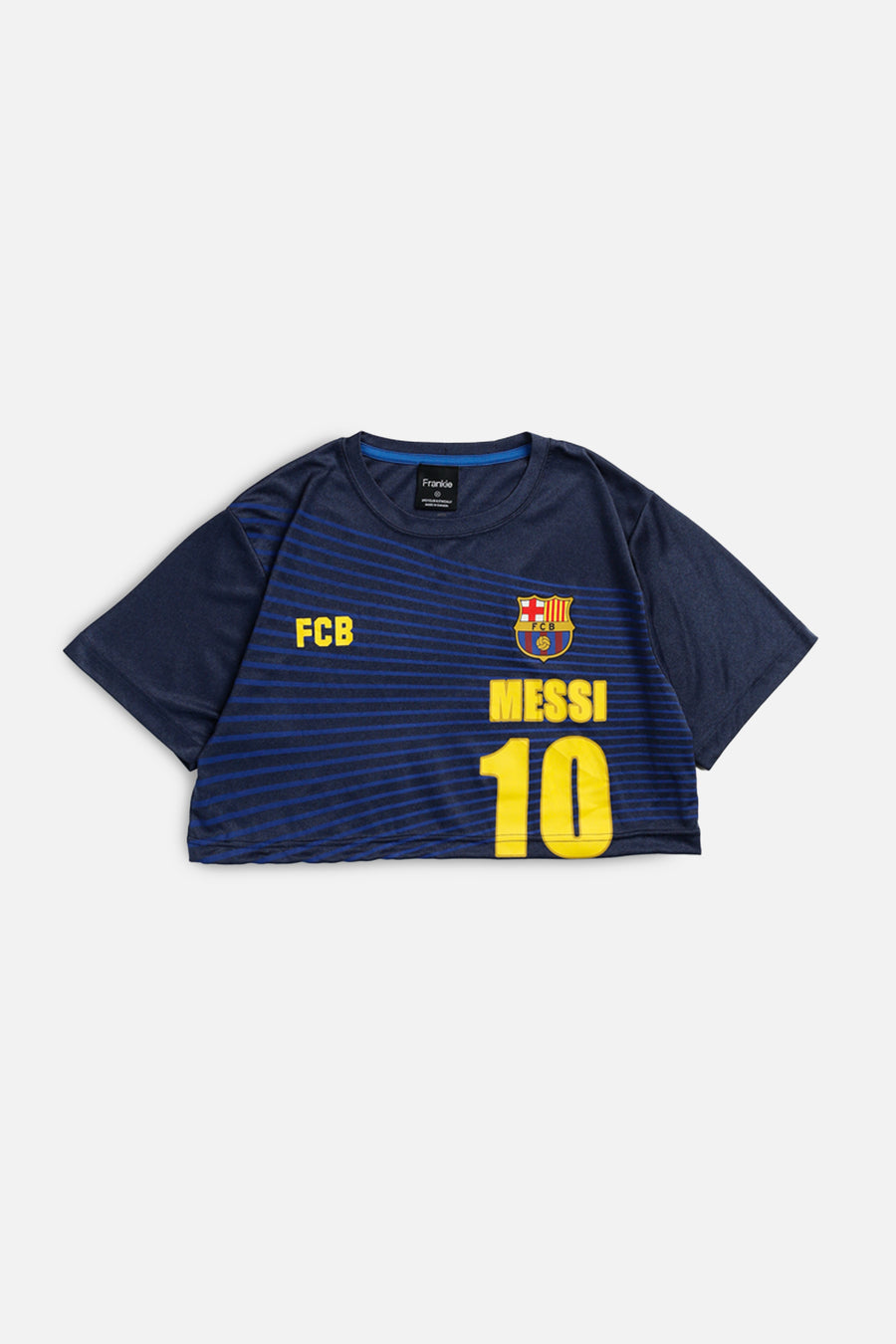 Rework Crop Barcelona Soccer Jersey - M