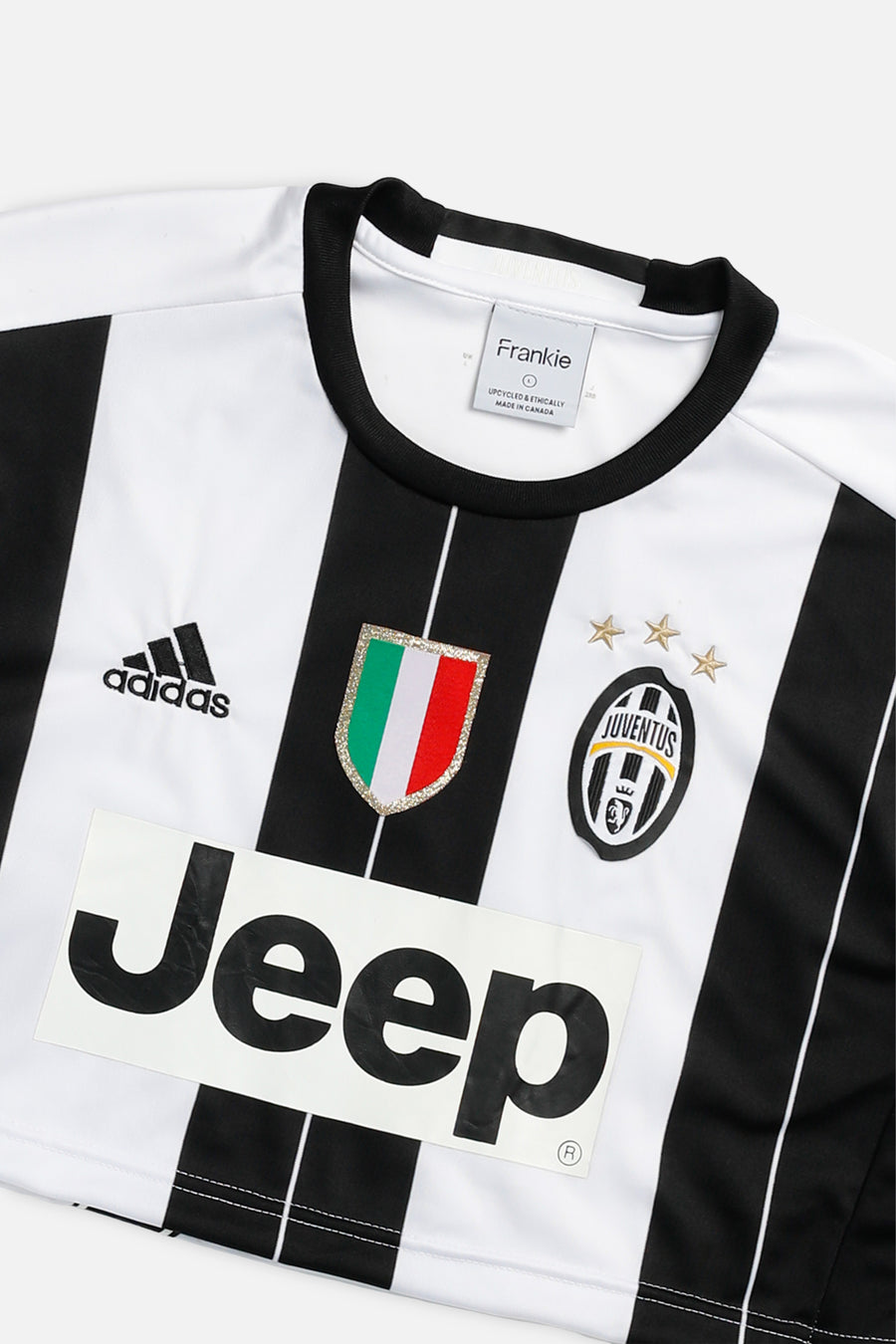 Rework Crop Juventus Soccer Jersey - L