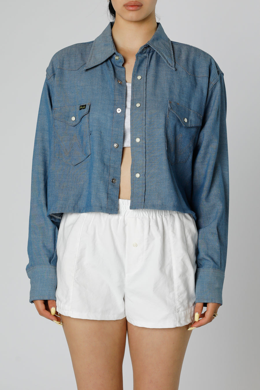 Rework Chambray Waist Crop - L