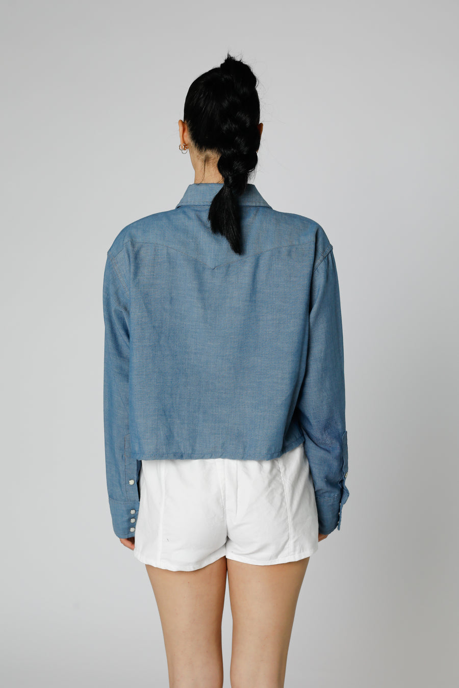 Rework Chambray Waist Crop - L