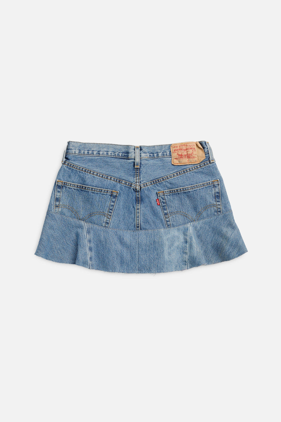 Rework Denim Flounce Skirt - L