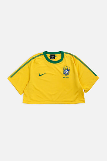 Rework Crop Brazil Soccer Jersey - L