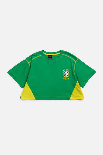 Rework Crop Brazil Soccer Jersey - L