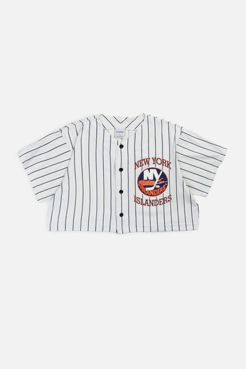 Rework Crop NY Islanders NHL Baseball Jersey - L