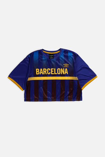 Rework Crop Barcelona Soccer Jersey - L