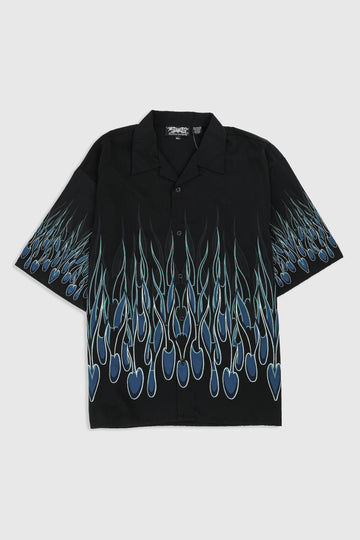Deadstock Dragonfly Blue Flame Camp Shirt - XL, XXXL