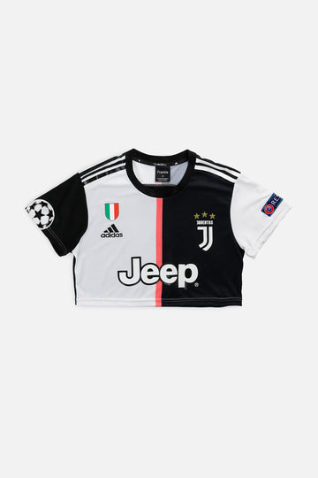 Rework Crop Juventus Soccer Jersey - S