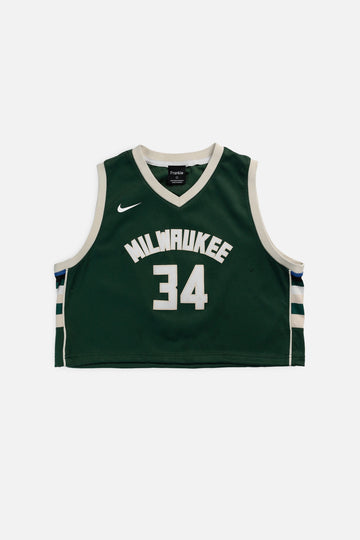 Rework Milwaukee Bucks NBA Crop Jersey - L