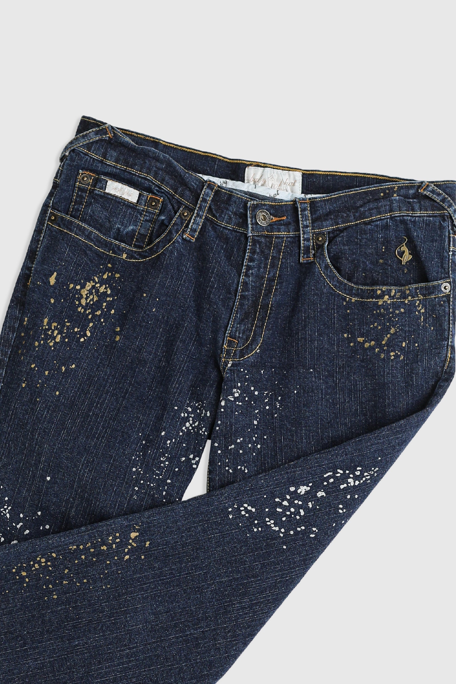 Deadstock Baby Phat Splatter Denim Pants-BOTTOMS-baby phat-Frankie Collective Rare Vintage Streetwear Reworks