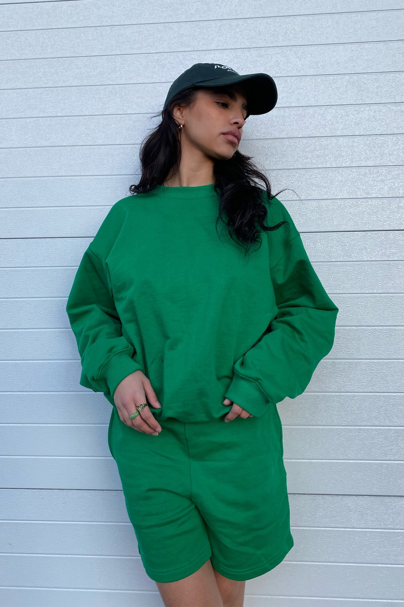 Frankie 100% Organic Cotton Sweatshorts - GREEN-BOTTOMS-Frankie-XS-Frankie Collective Rare Vintage Streetwear Reworks