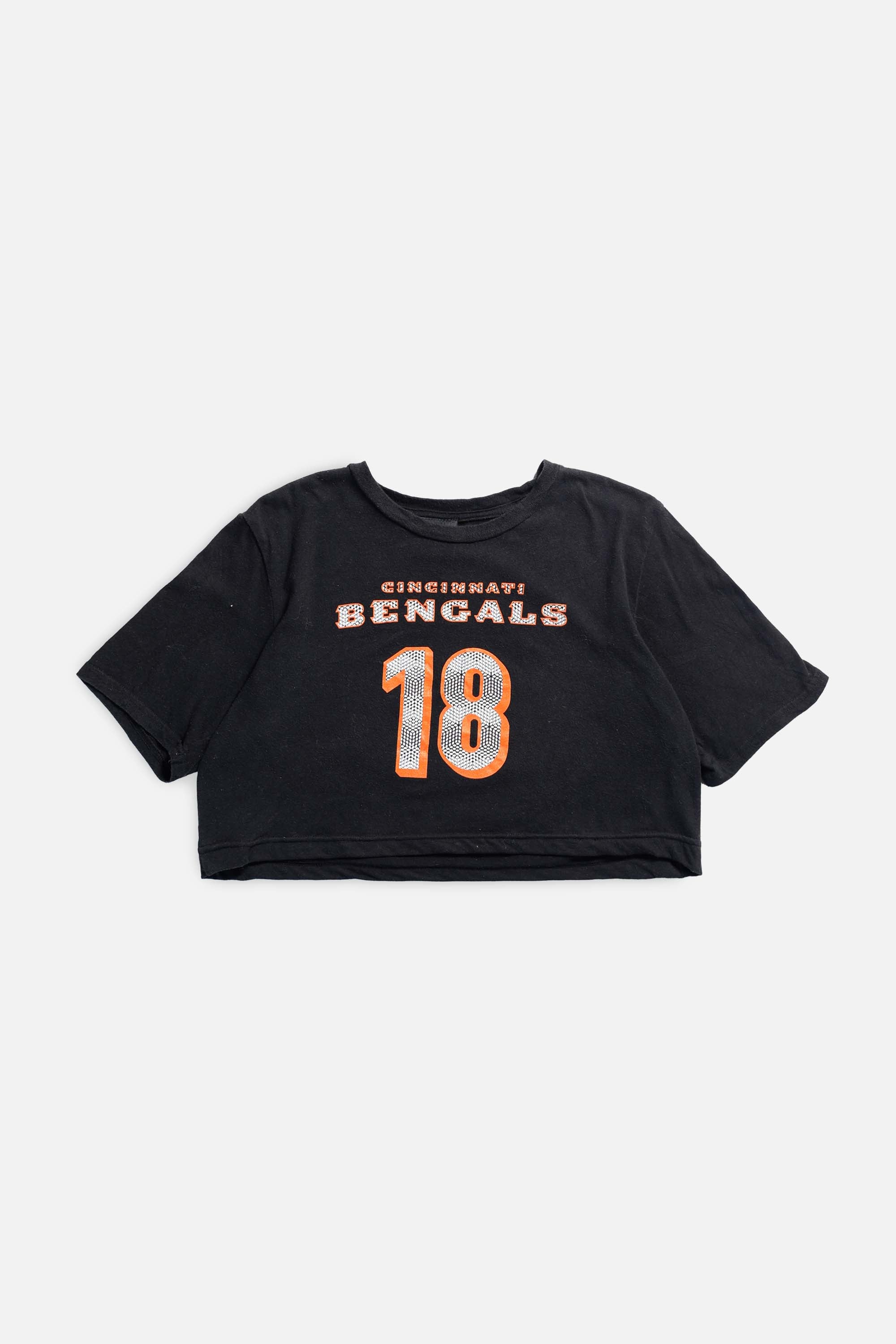 Rework Bengals NFL Crop Tee - M-TOPS-NFL-M-Frankie Collective Rare Vintage Streetwear Reworks