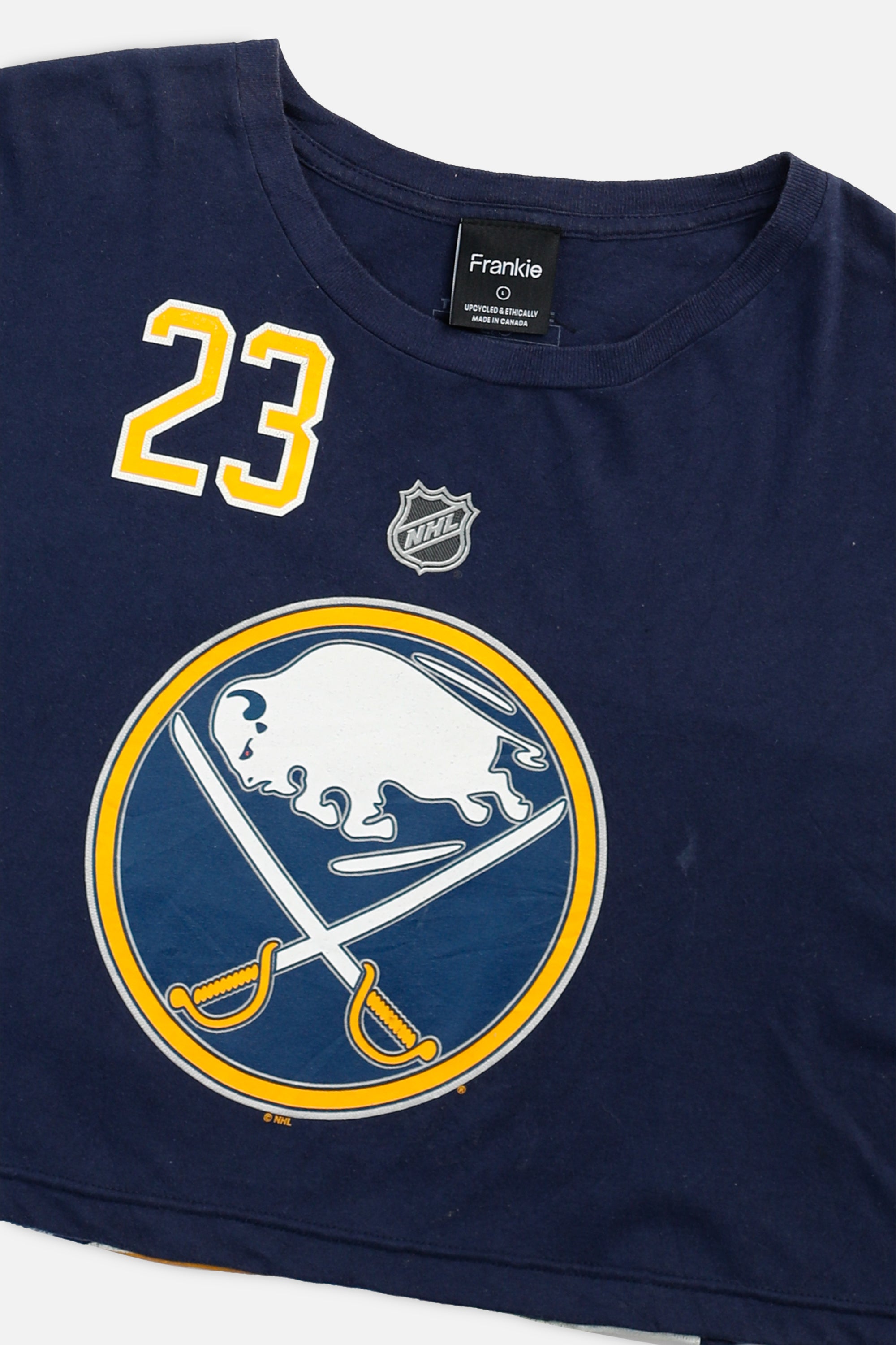 Rework Buffalo Sabres NHL Crop Tee - L-TOPS-NHL-L-Frankie Collective Rare Vintage Streetwear Reworks