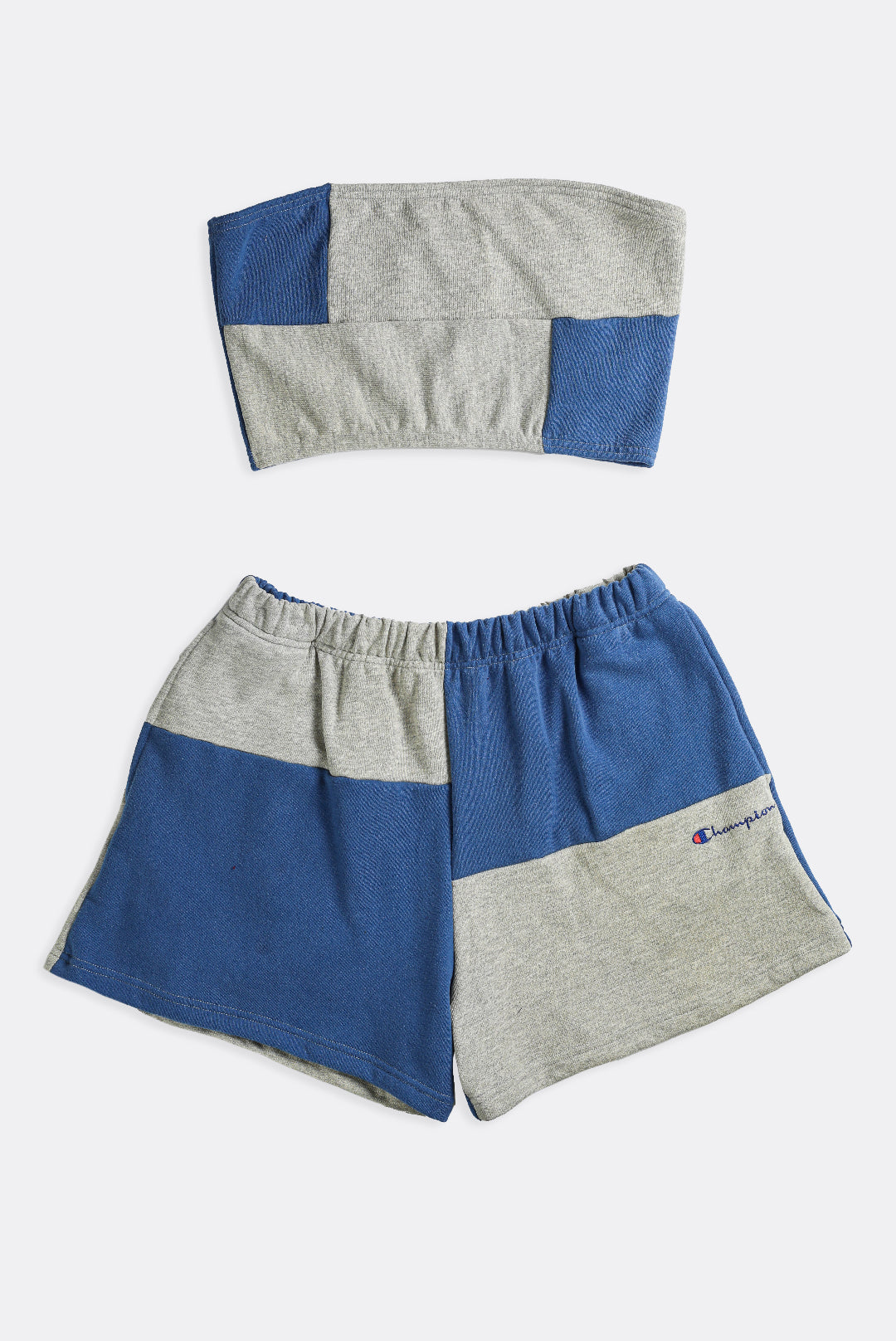 Rework Champion Patchwork Mini Sweatshorts Set - L-SETS-Champion-Frankie Collective Rare Vintage Streetwear Reworks