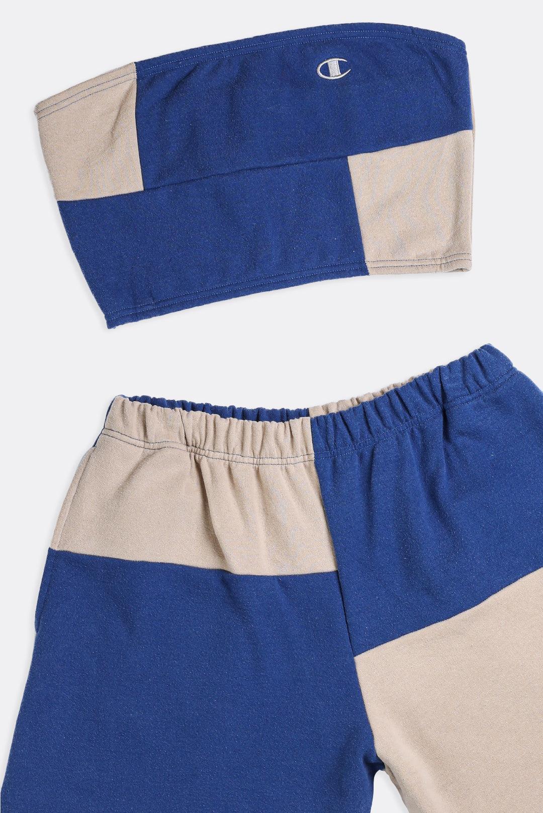 Rework Champion Patchwork Sweatshorts Set - L-SETS-Champion-Frankie Collective Rare Vintage Streetwear Reworks