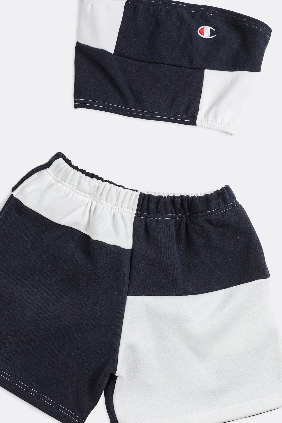 Rework Champion Patchwork Sweatshorts Set - XS, S, M, L-SETS-Champion-XS-Frankie Collective Rare Vintage Streetwear Reworks
