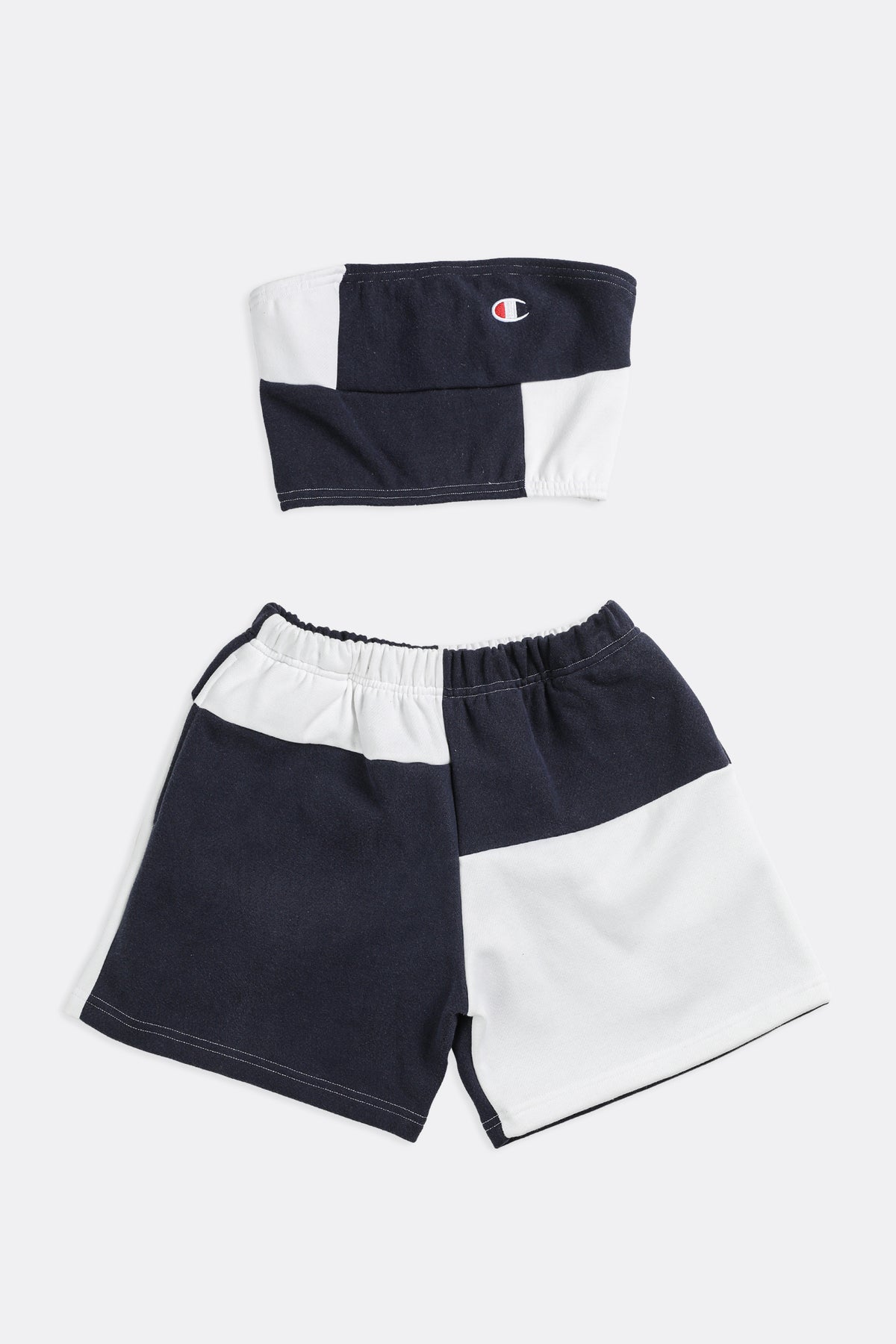 Rework Champion Patchwork Sweatshorts Set - XS, S, M, L-SETS-Champion-XS-Frankie Collective Rare Vintage Streetwear Reworks