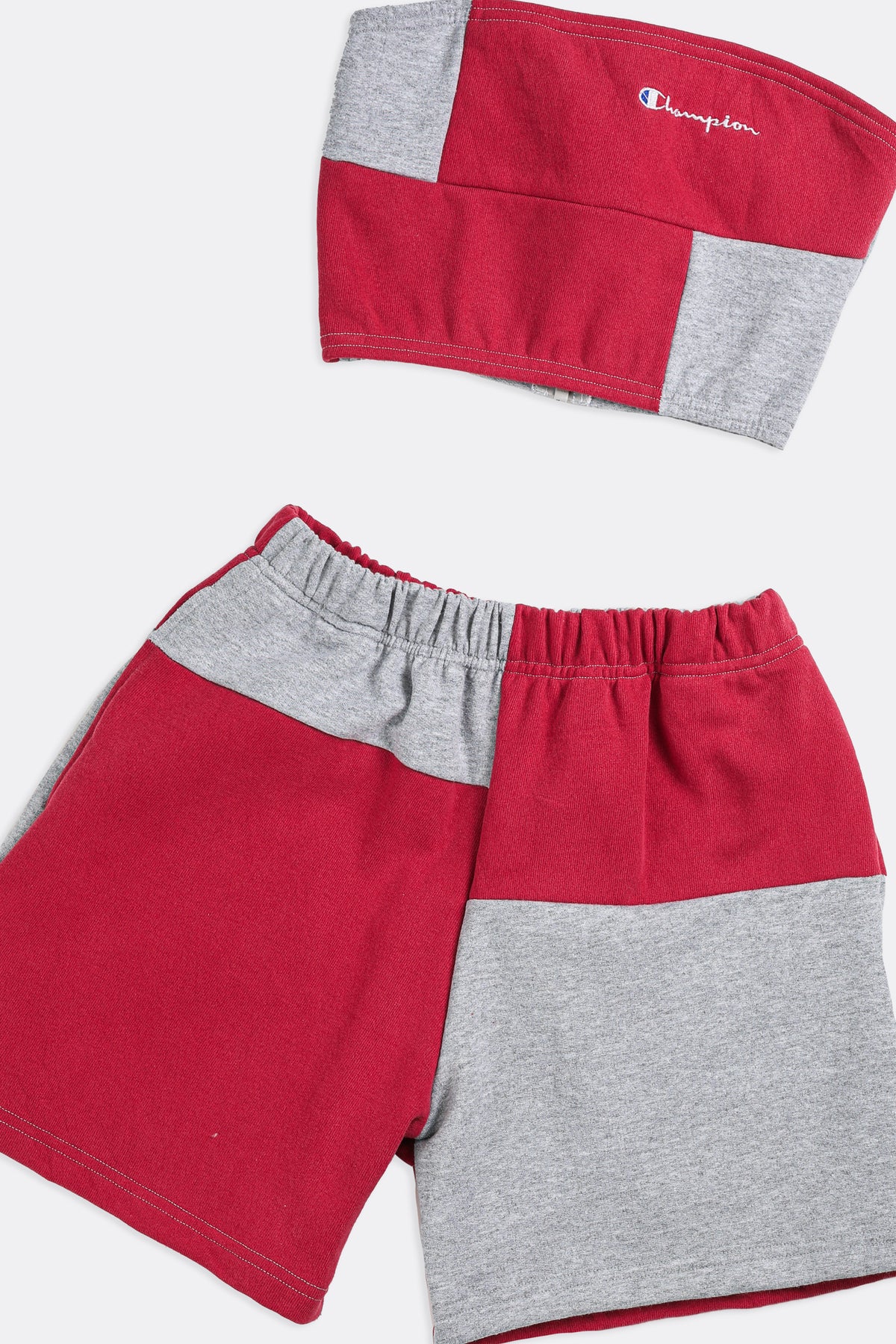 Rework Champion Patchwork Sweatshorts Set - XS-SETS-Champion-Frankie Collective Rare Vintage Streetwear Reworks