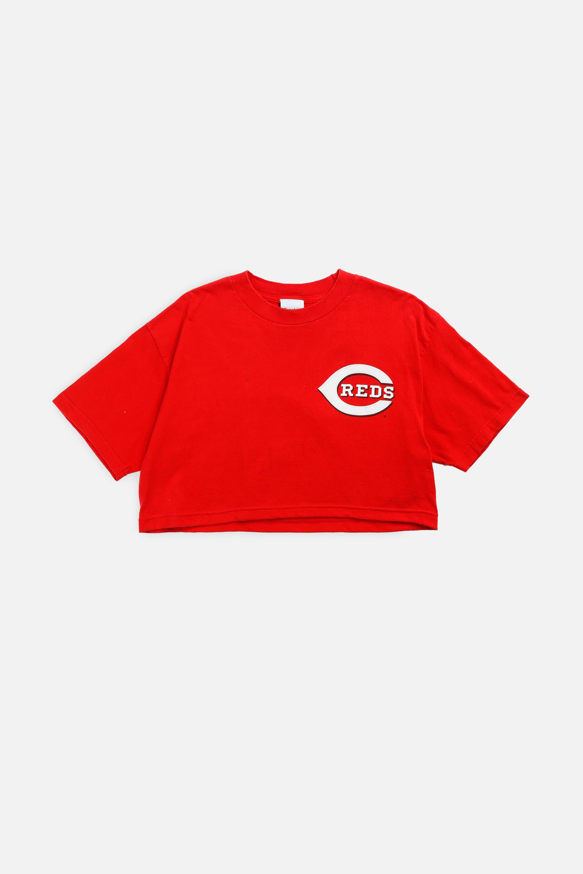 Rework Cincinnati Reds MLB Crop Tee - M-TOPS-MLB-M-Frankie Collective Rare Vintage Streetwear Reworks