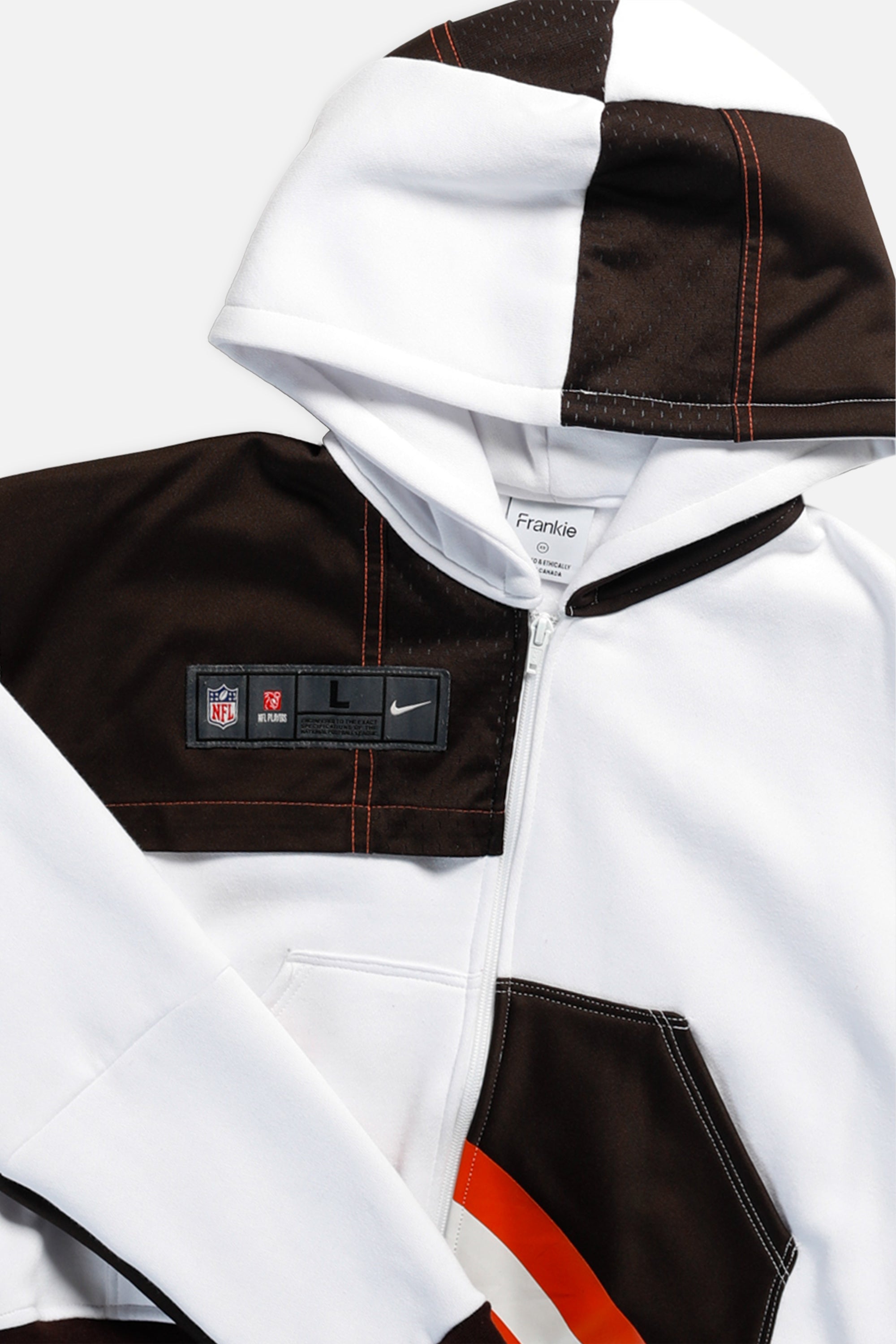 Rework Cleveland Browns NFL Crop Zip Hoodie - XS-SWEATERS-NFL-XS-Frankie Collective Rare Vintage Streetwear Reworks