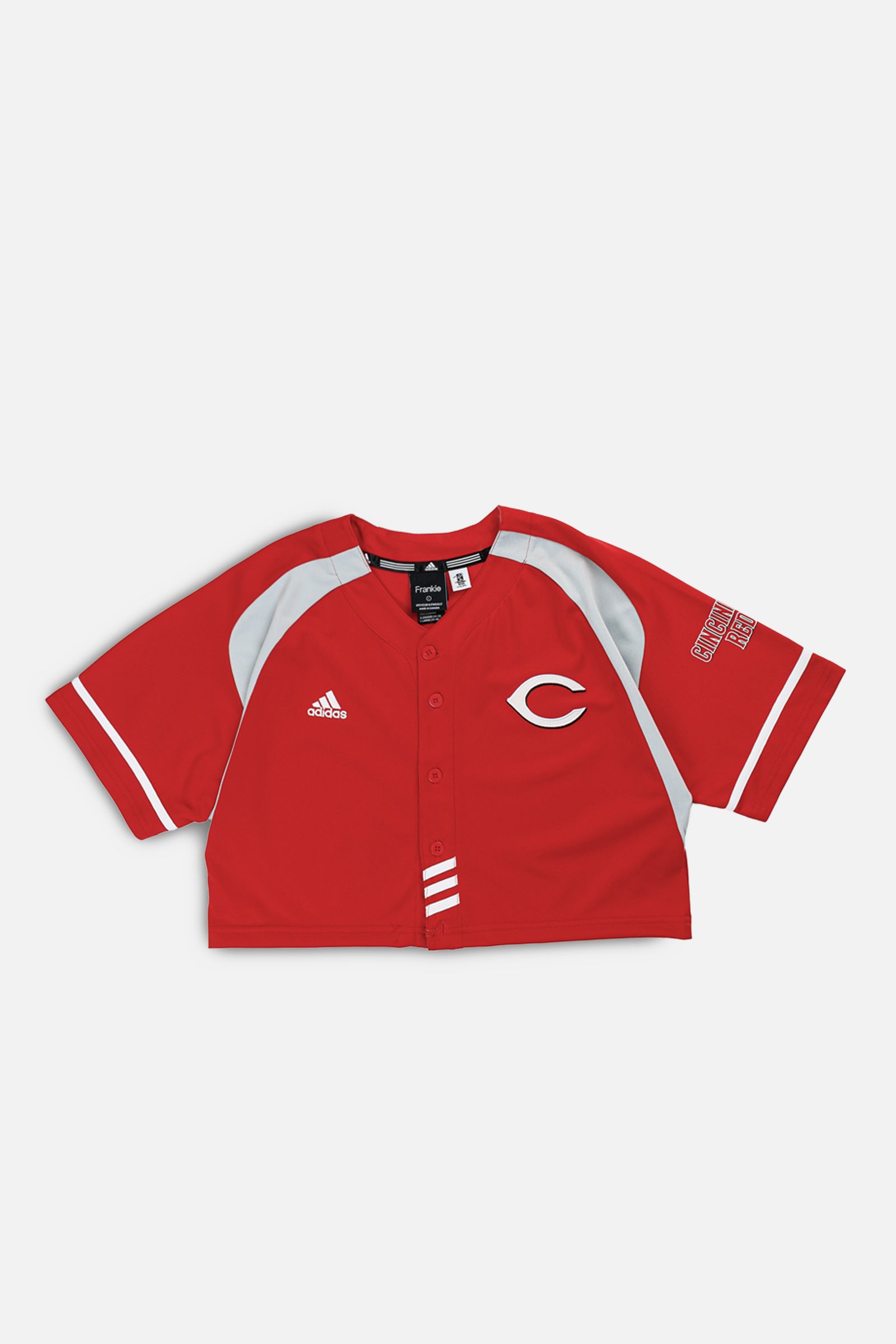 Rework Crop Cincinati Reds MLB Jersey - L-TOPS-MLB-L-Frankie Collective Rare Vintage Streetwear Reworks