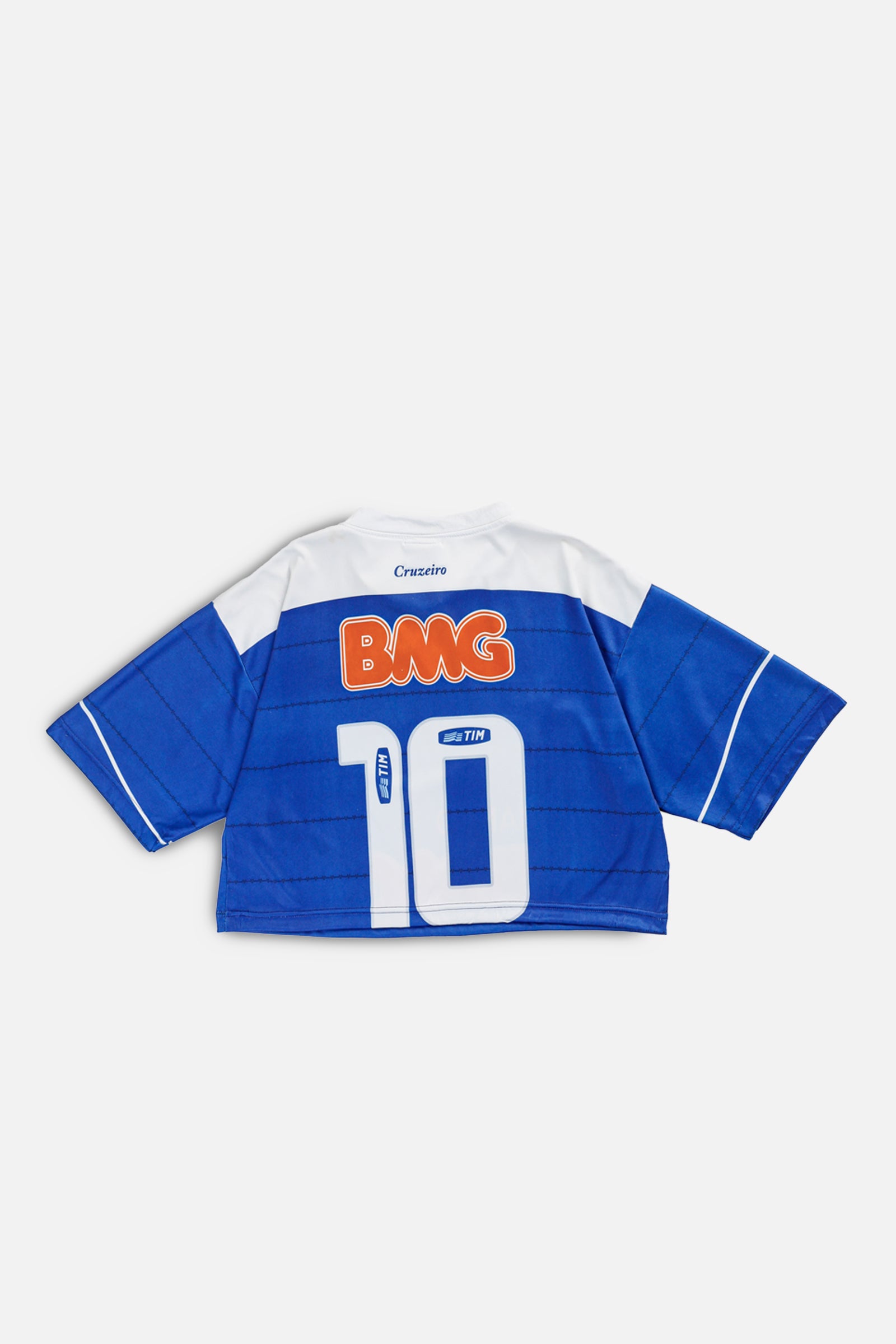 Rework Crop Cruzeiro Soccer Jersey - M-JERSEYS-vendor-unknown-M-Frankie Collective Rare Vintage Streetwear Reworks
