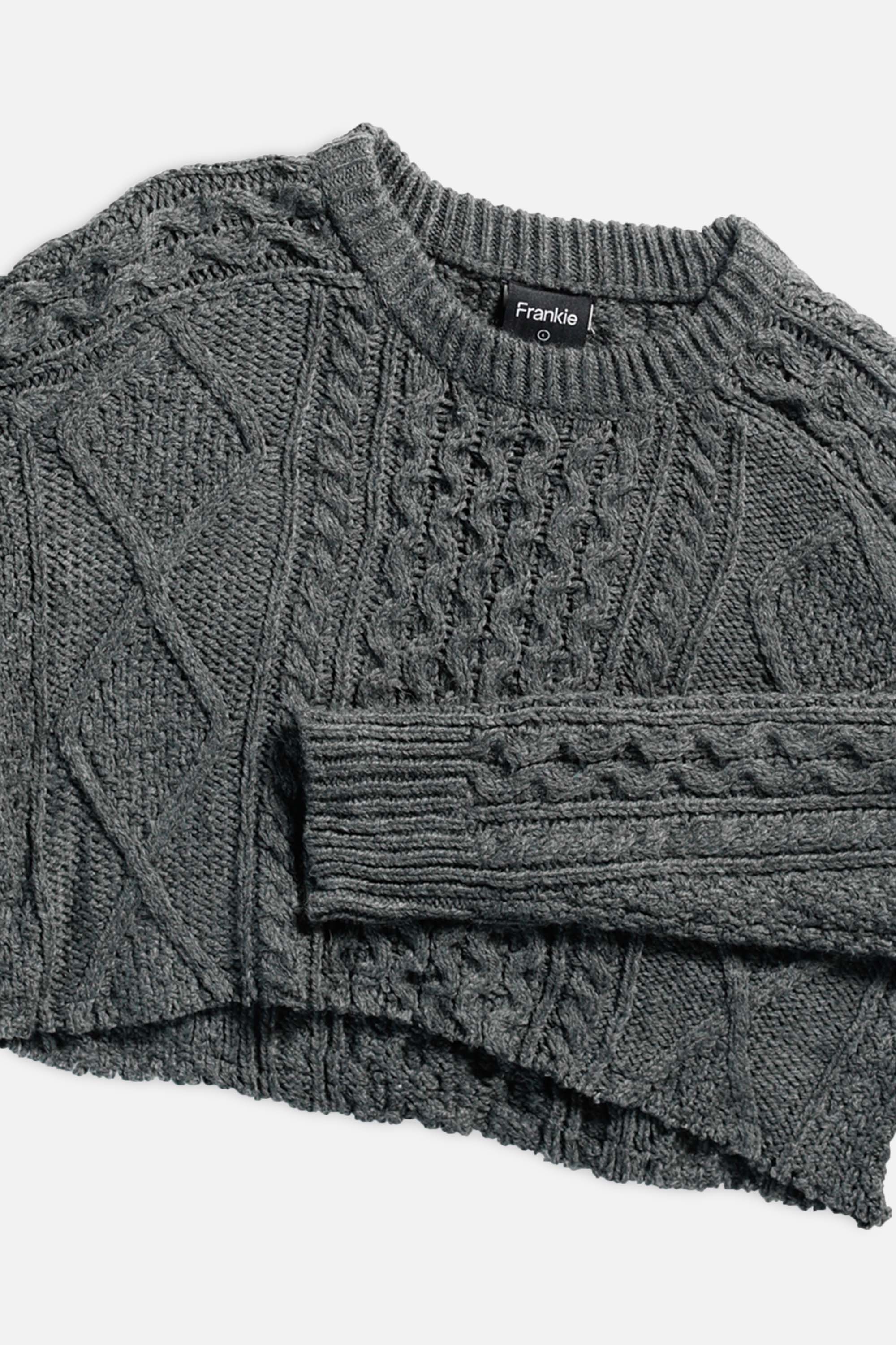 Rework Crop Knit Sweater - L-SWEATERS-vendor-unknown-L-Frankie Collective Rare Vintage Streetwear Reworks