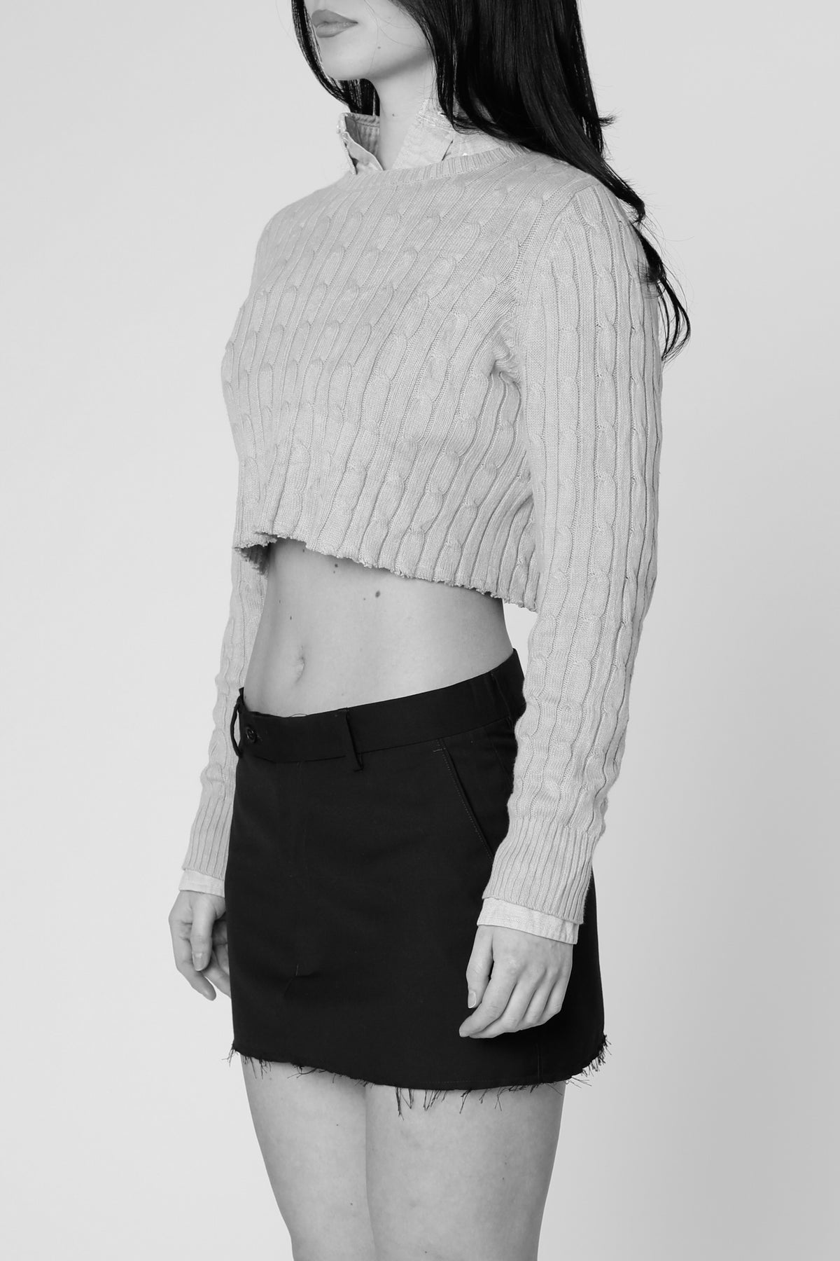 Rework Crop Knit Sweater - XS-SWEATERS-vendor-unknown-XS-Frankie Collective Rare Vintage Streetwear Reworks