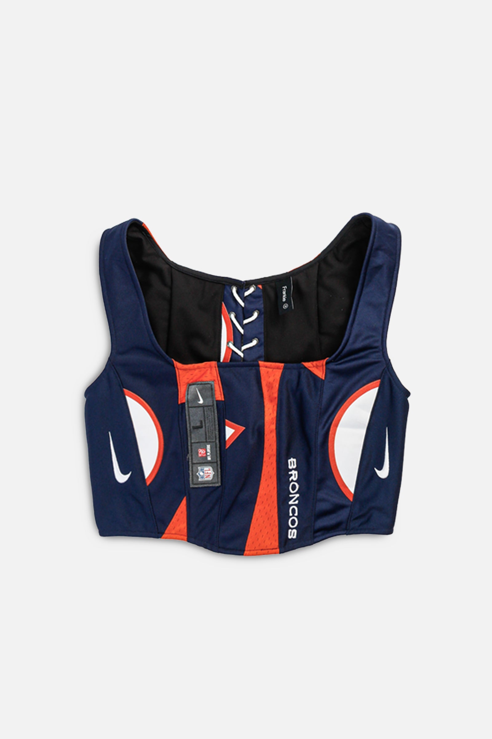 Rework Denver Broncos NFL Corset - M-TOPS-NFL-M-Frankie Collective Rare Vintage Streetwear Reworks