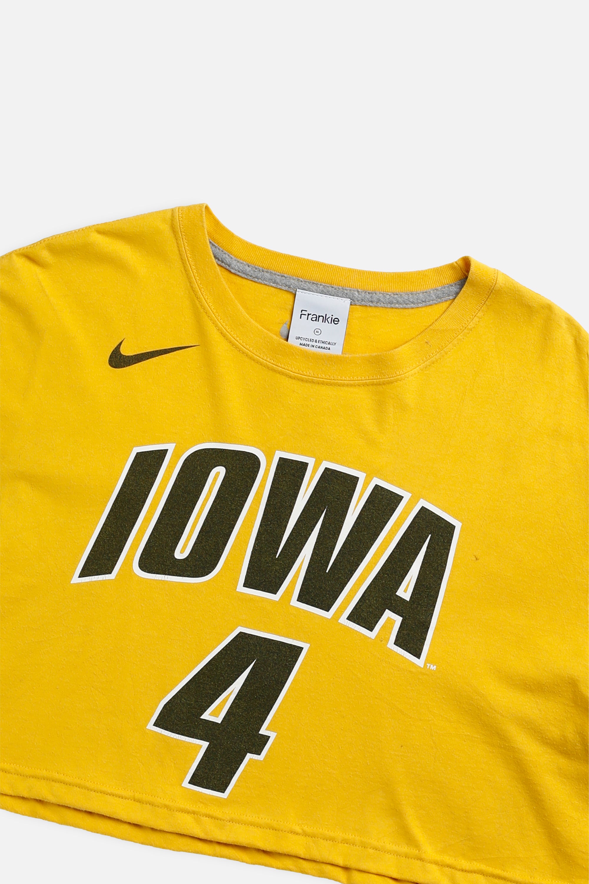 Rework Iowa Hawkeyes NCAA Crop Tee - XL-TOPS-NCAA-XL-Frankie Collective Rare Vintage Streetwear Reworks