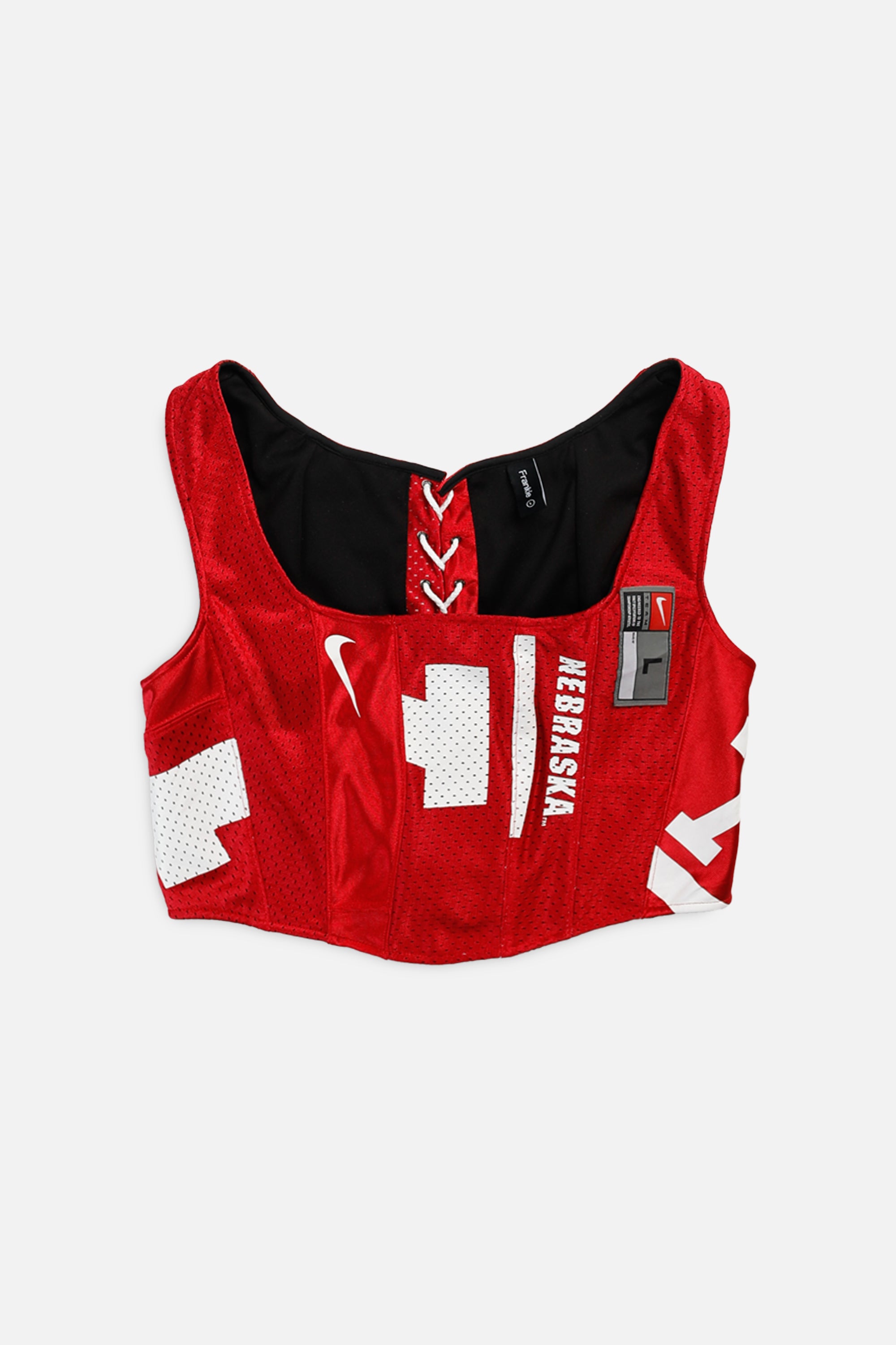 Rework Nebraska Cornhuskers NCAA Corset - L-TOPS-NCAA-L-Frankie Collective Rare Vintage Streetwear Reworks