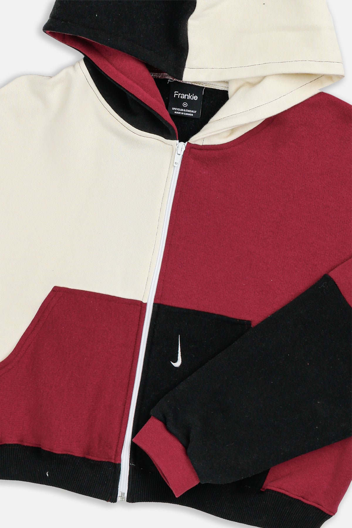 Rework Nike Crop Zip Hoodie - M-SWEATERS-Nike-M-Frankie Collective Rare Vintage Streetwear Reworks