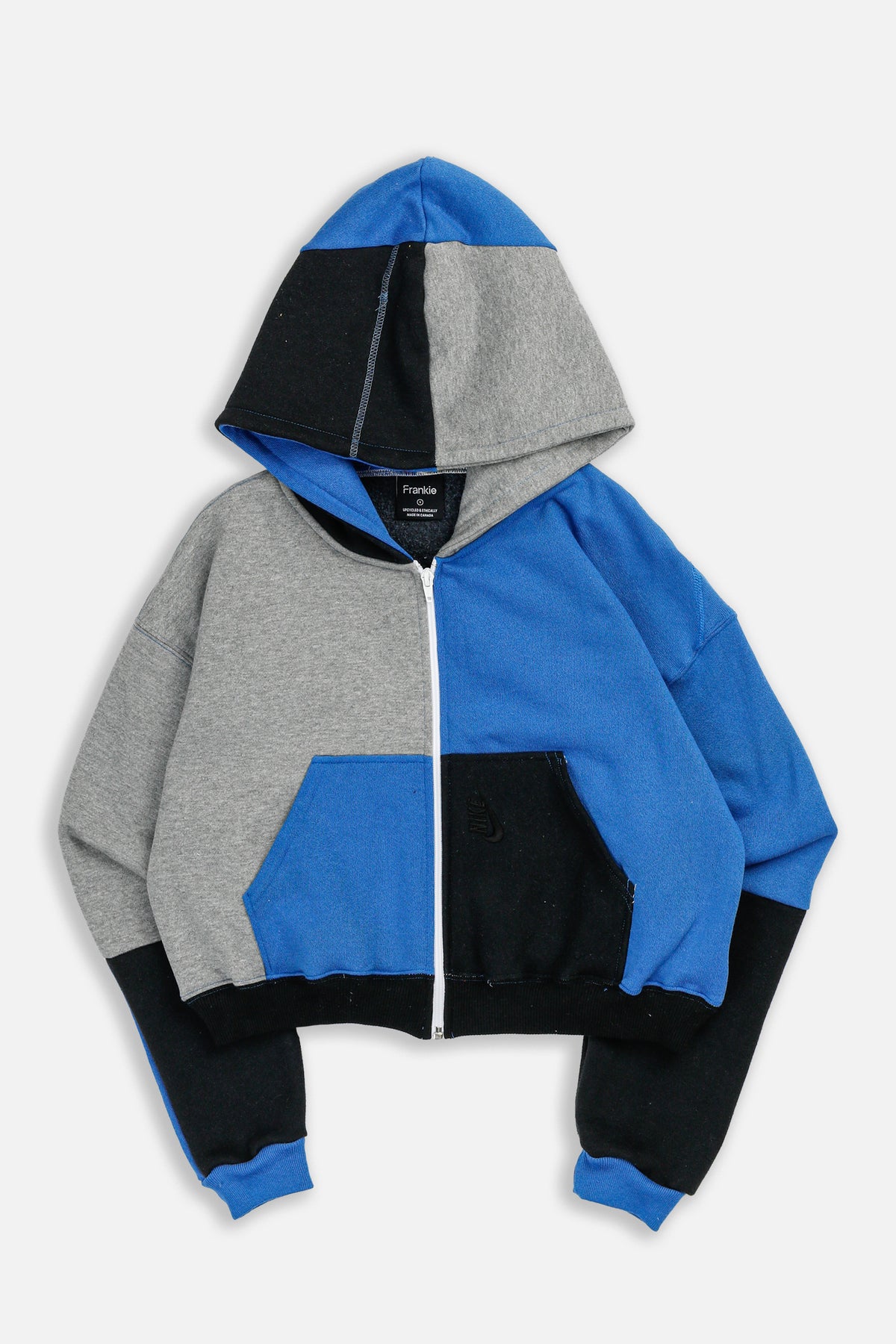Rework Nike Crop Zip Hoodie - S-SWEATERS-Nike-S-Frankie Collective Rare Vintage Streetwear Reworks