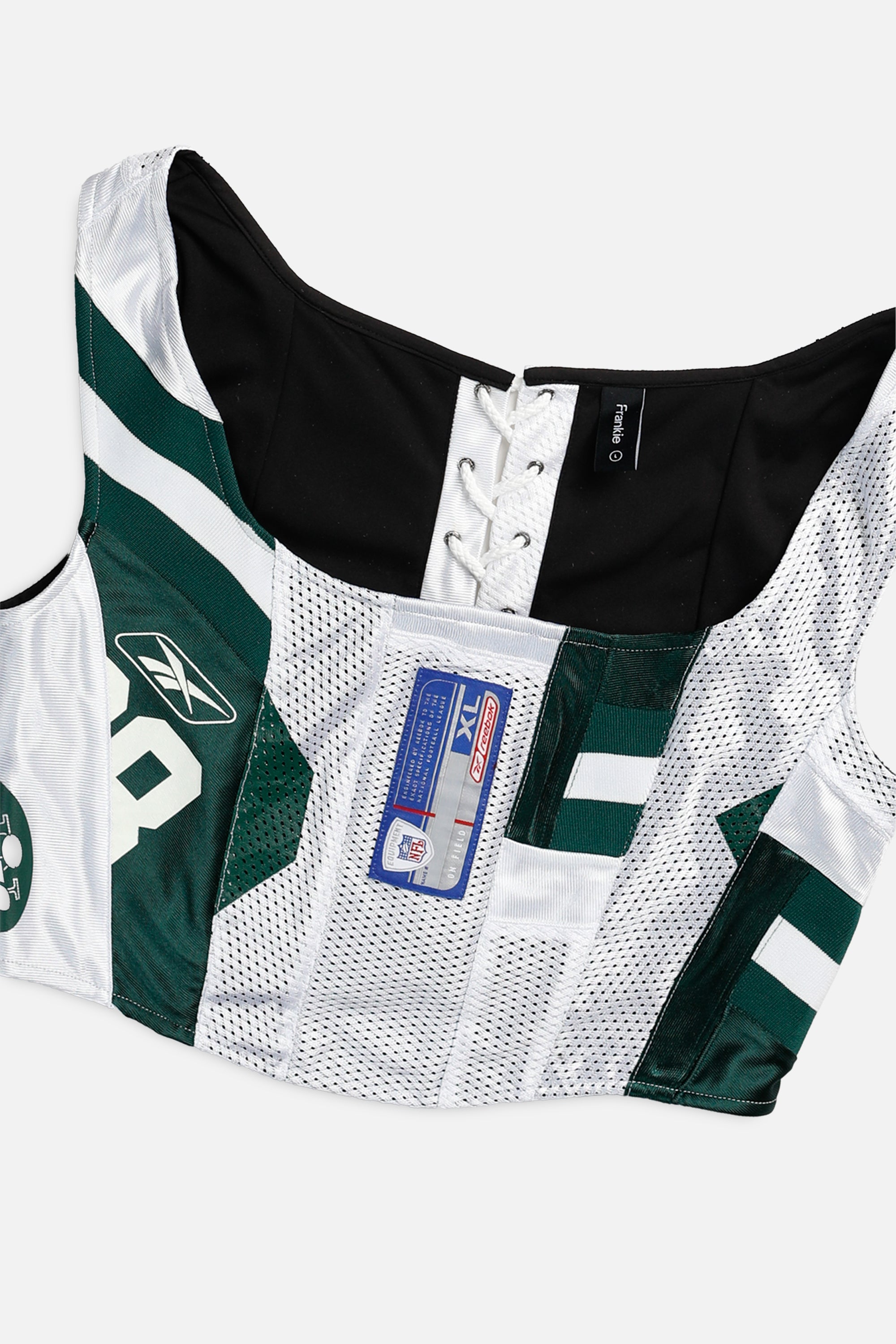 Rework NY Jets NFL Corset - L-TOPS-NFL-L-Frankie Collective Rare Vintage Streetwear Reworks