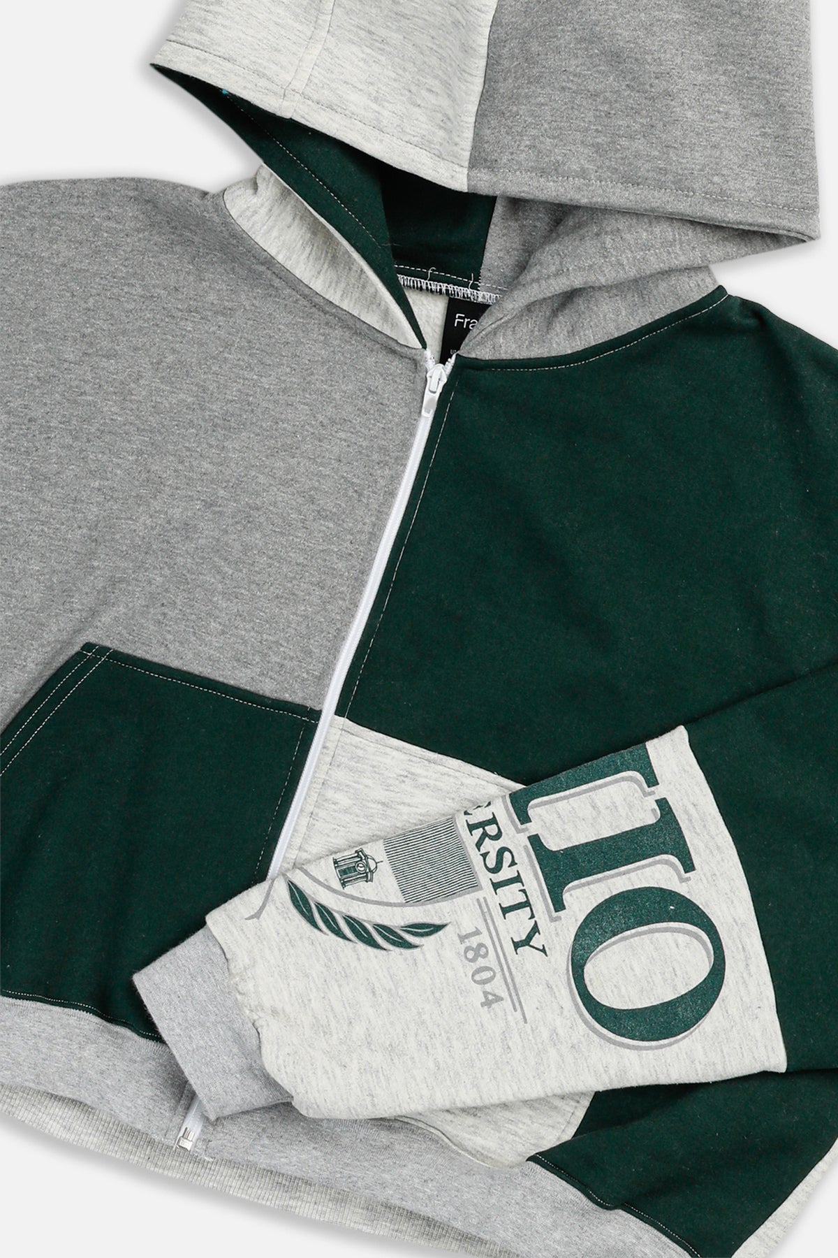 Rework Ohio University Crop Zip Hoodie - XXL-SWEATERS-XXL-Frankie Collective Rare Vintage Streetwear Reworks