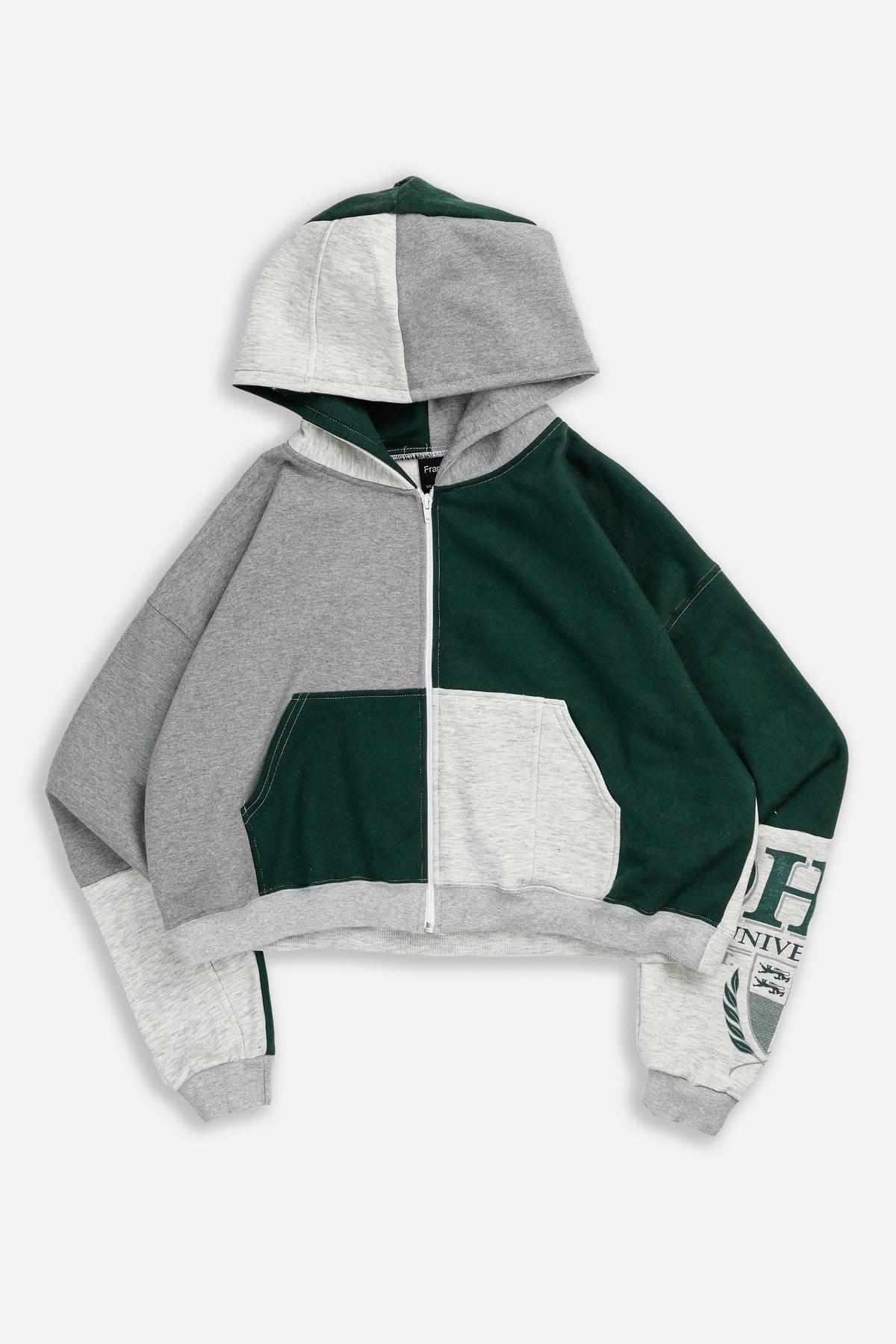 Rework Ohio University Crop Zip Hoodie - XXL-SWEATERS-XXL-Frankie Collective Rare Vintage Streetwear Reworks