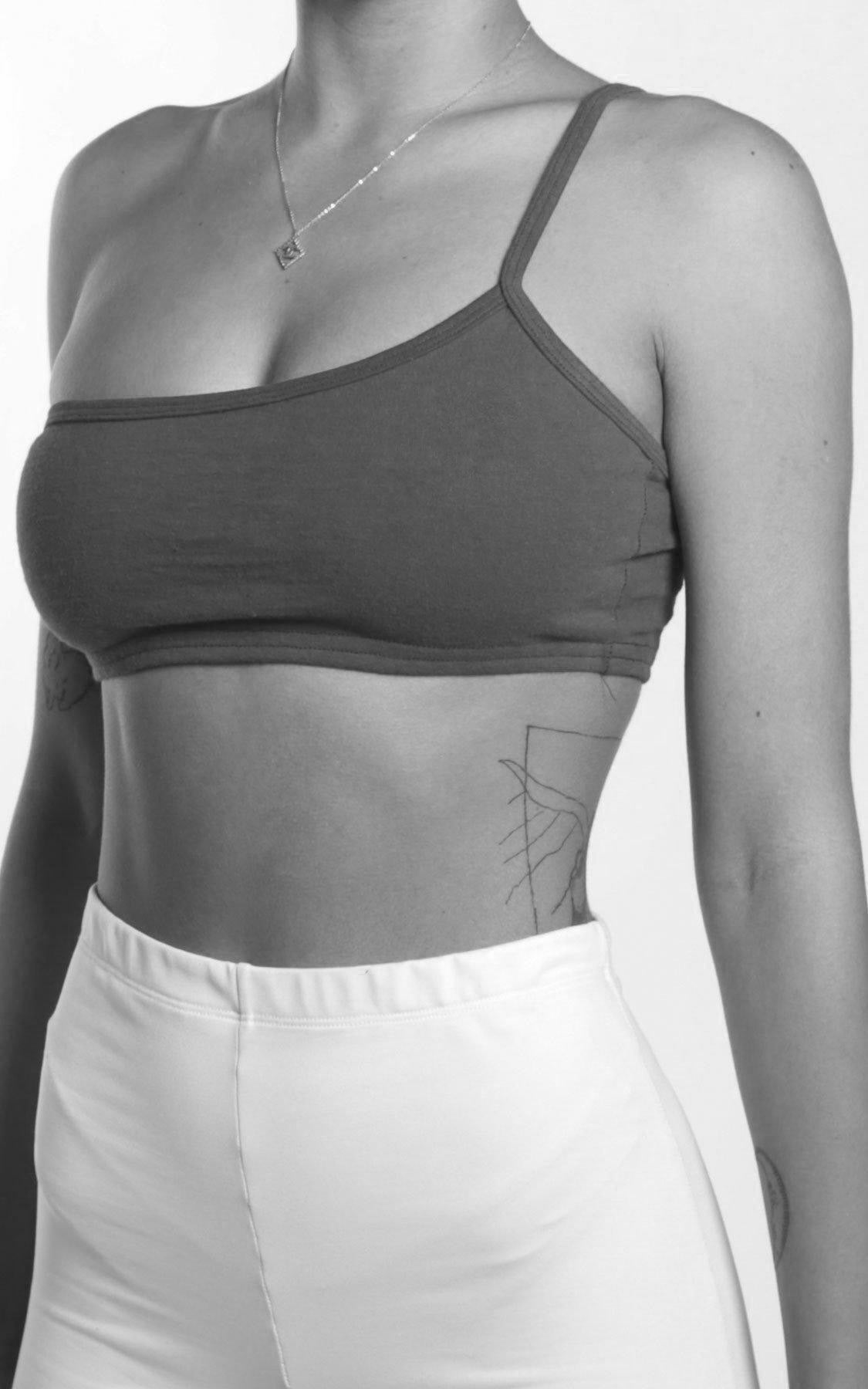 Rework One Shoulder Bra Top - M-BRA TOPS-vendor-unknown-Frankie Collective Rare Vintage Streetwear Reworks