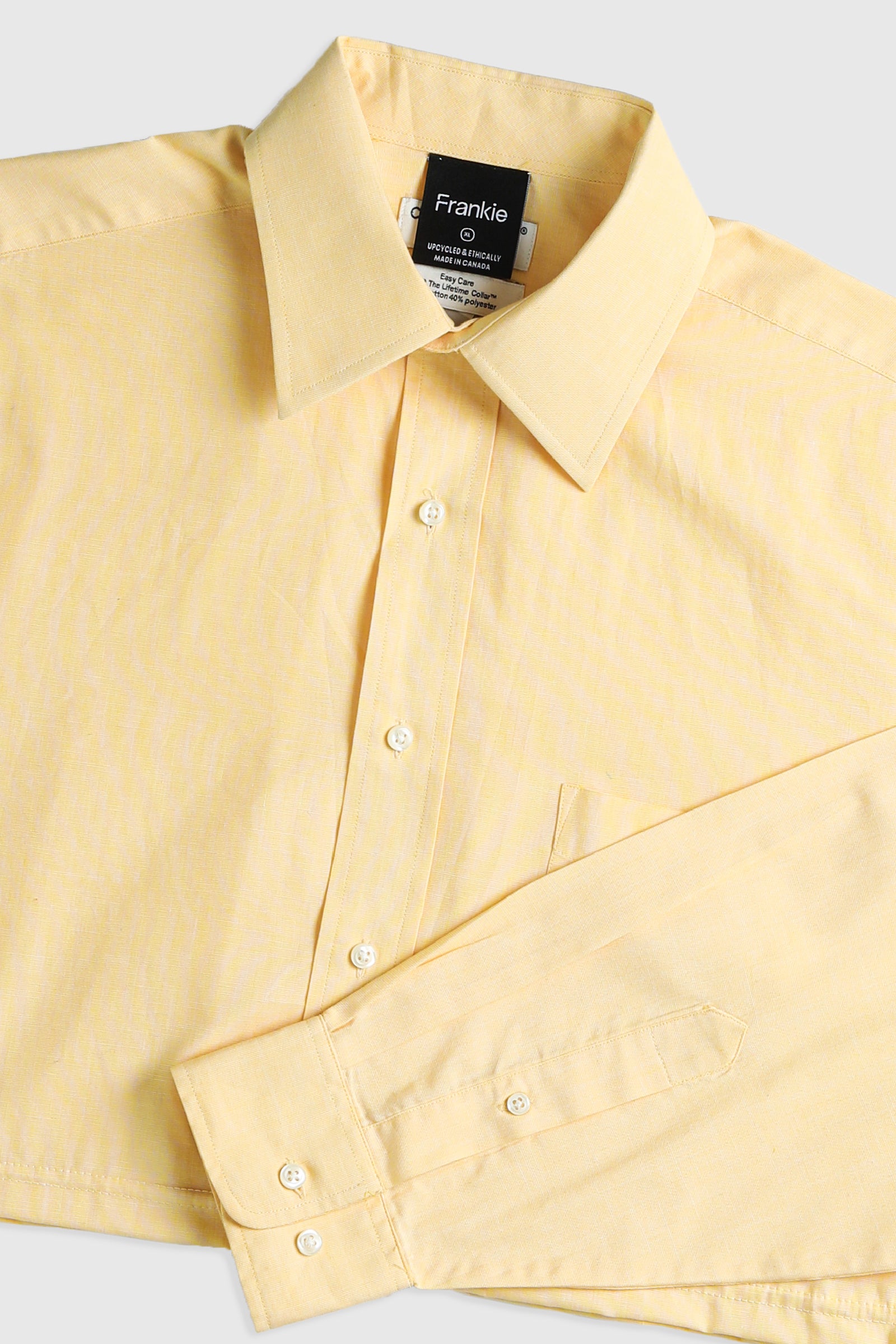 Rework Oxford Crop Shirt - L-TOPS-vendor-unknown-Frankie Collective Rare Vintage Streetwear Reworks