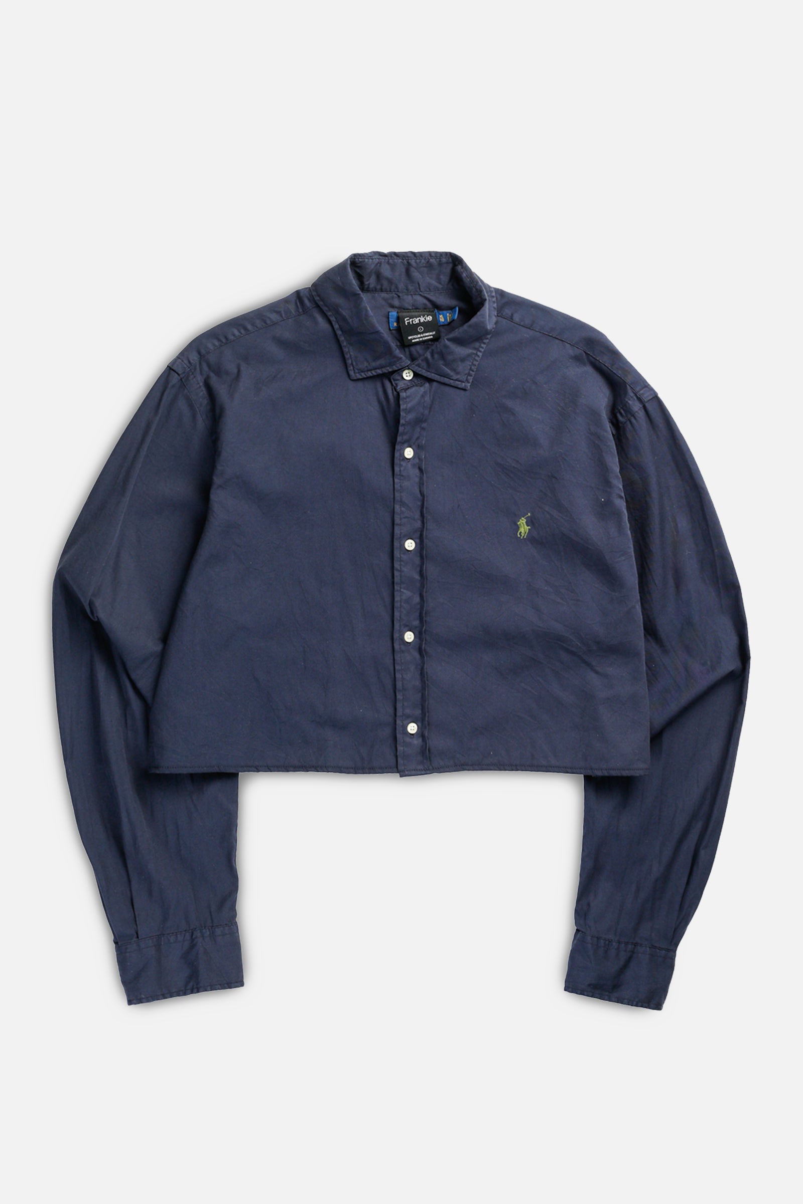 Rework Oxford Crop Shirt - S, L-TOPS-vendor-unknown-S-Frankie Collective Rare Vintage Streetwear Reworks