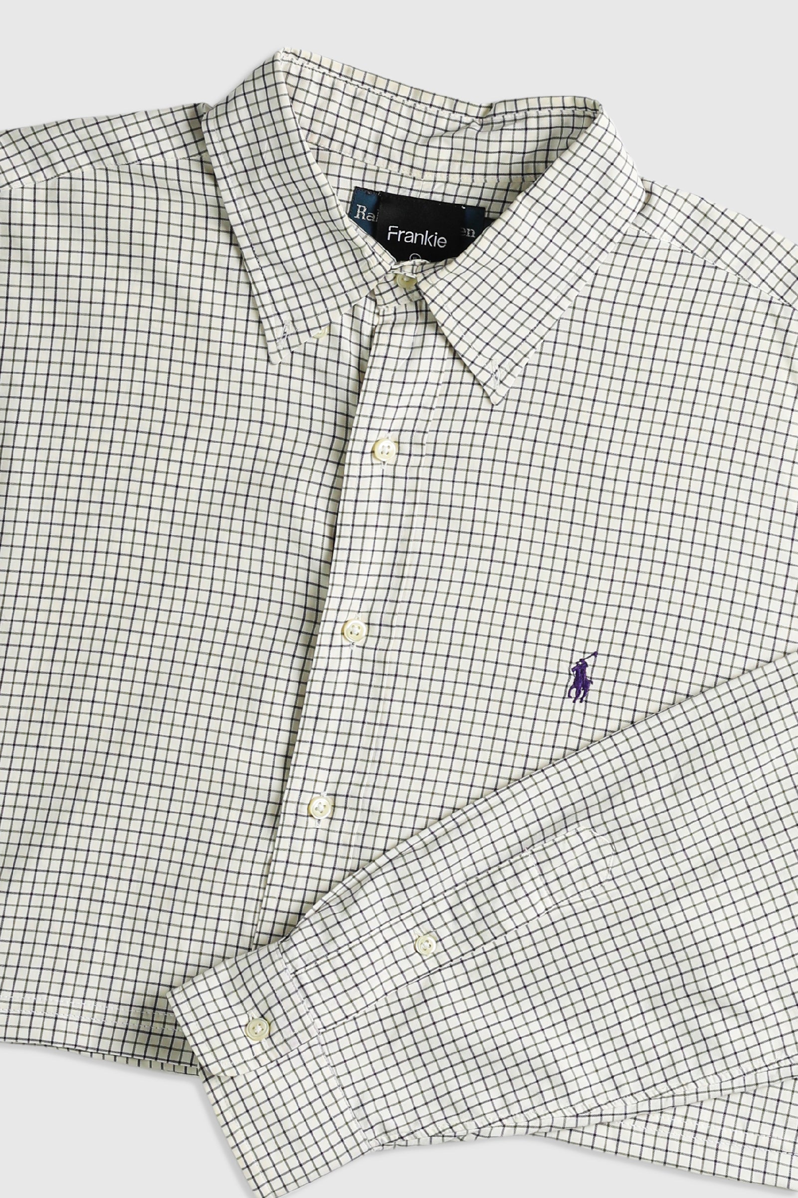Rework Oxford Crop Shirt - XL-TOPS-vendor-unknown-Frankie Collective Rare Vintage Streetwear Reworks