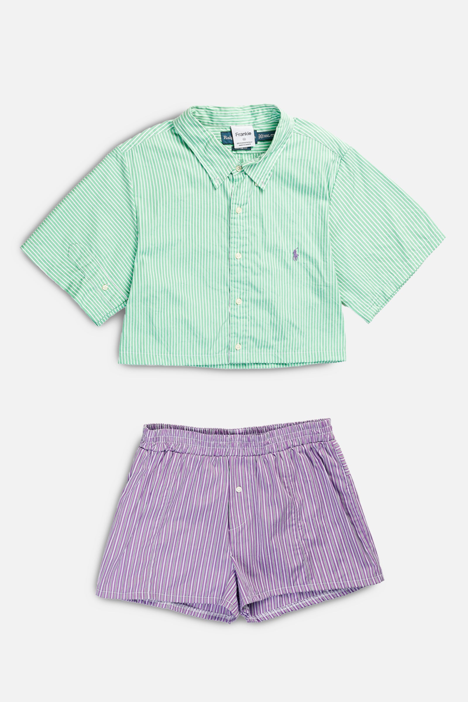 Rework Oxford Shorts Set - M-SETS-Polo-M-Frankie Collective Rare Vintage Streetwear Reworks