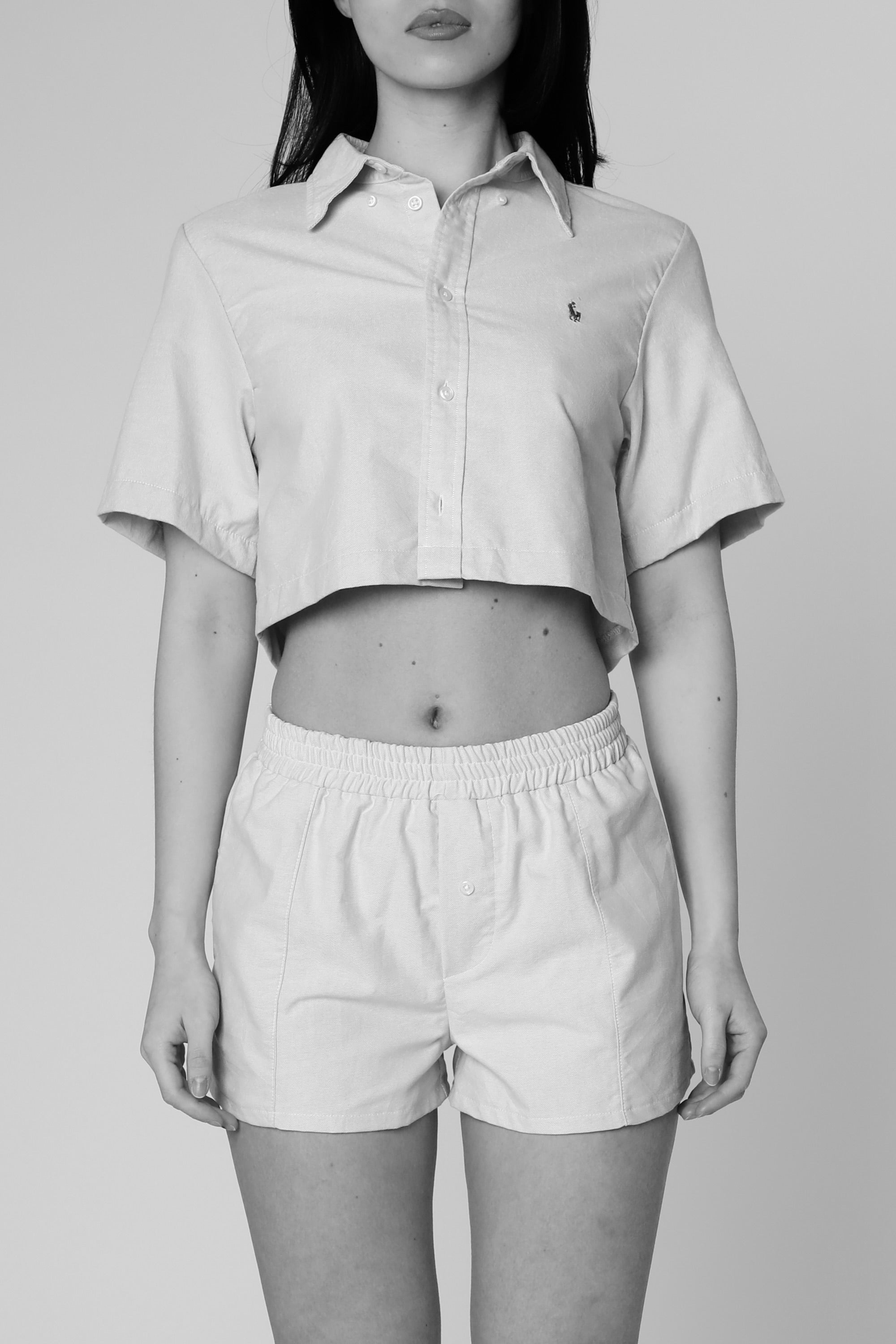 Rework Oxford Shorts Set - S-SETS-Polo-Frankie Collective Rare Vintage Streetwear Reworks