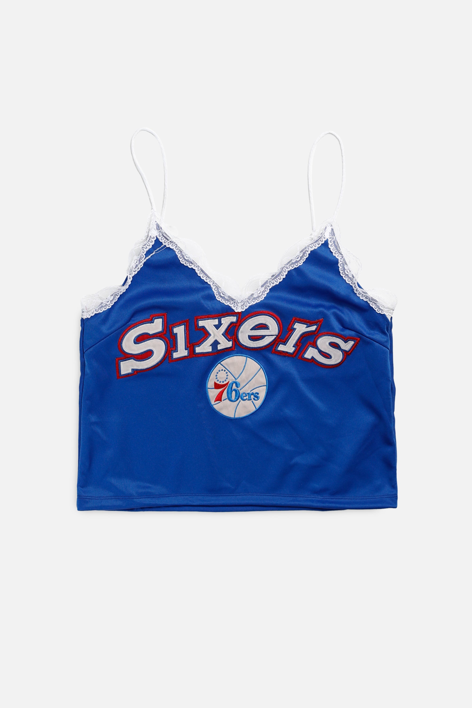 Rework Philadelphia 76ers NBA Lace Tank - XL-TOPS-NBA-XL-Frankie Collective Rare Vintage Streetwear Reworks