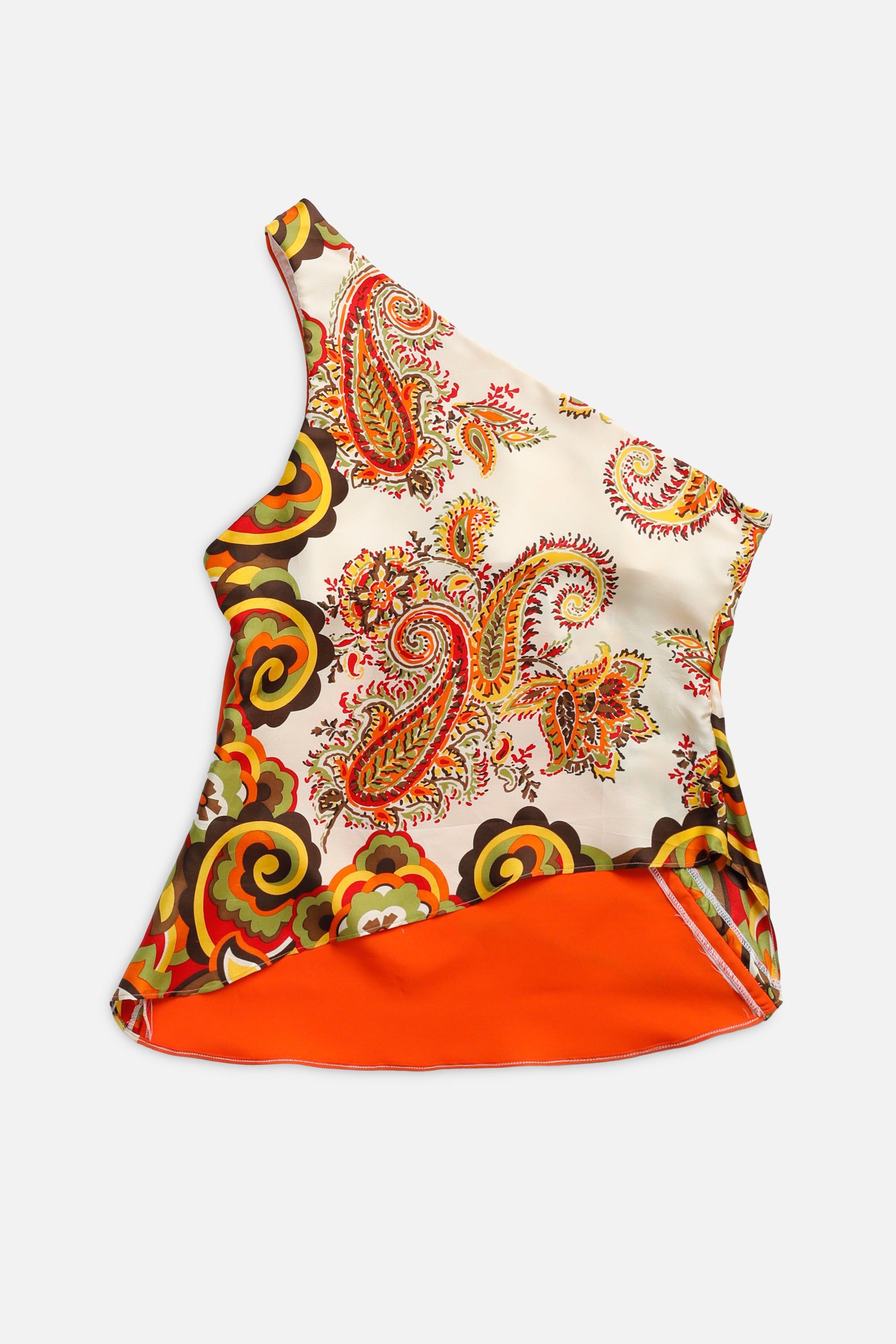 Rework Silk Scarf Ruche Tank - M-TOPS-vendor-unknown-M-Frankie Collective Rare Vintage Streetwear Reworks