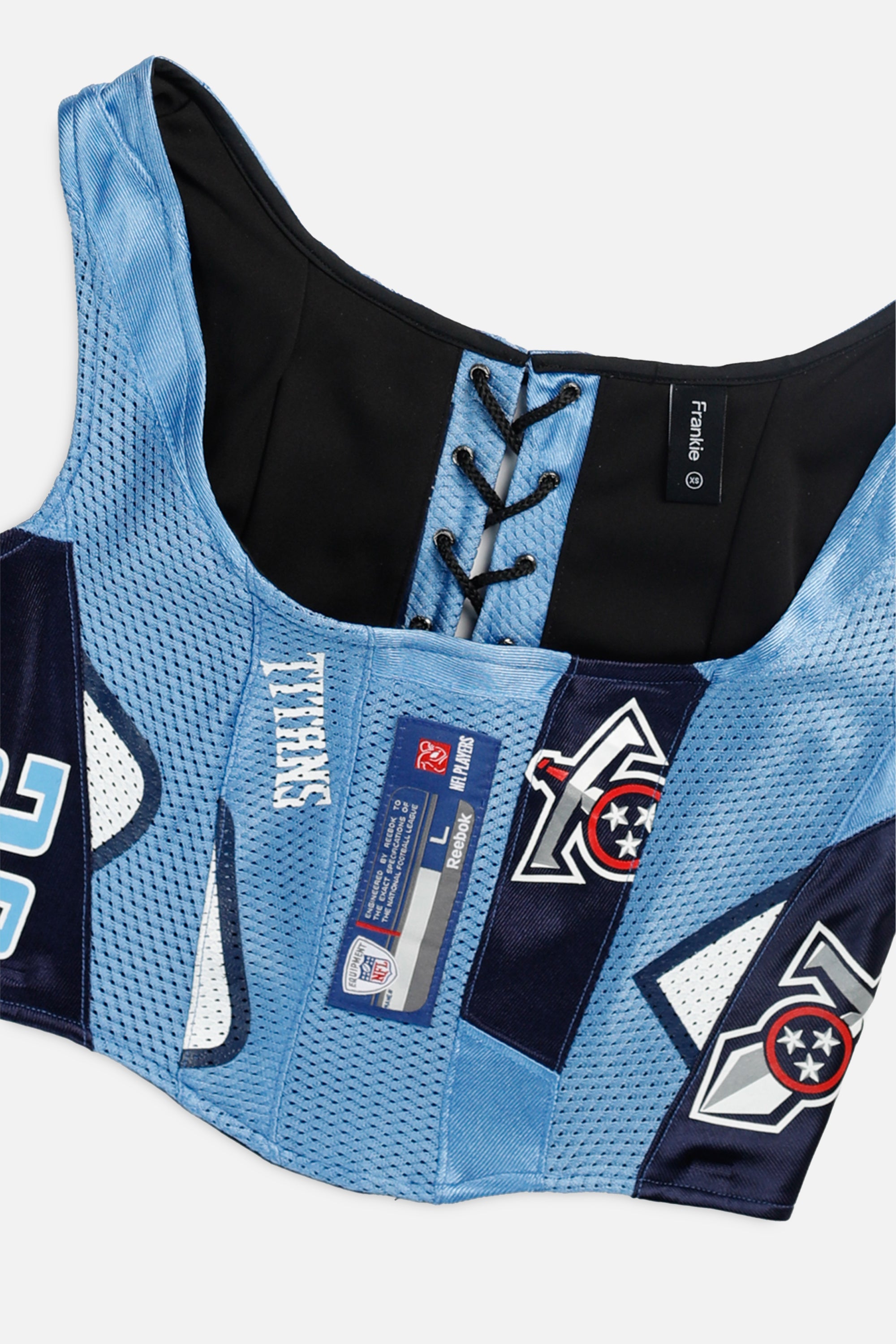 Rework Tennessee Titans NFL Corset - XS-TOPS-NFL-XS-Frankie Collective Rare Vintage Streetwear Reworks