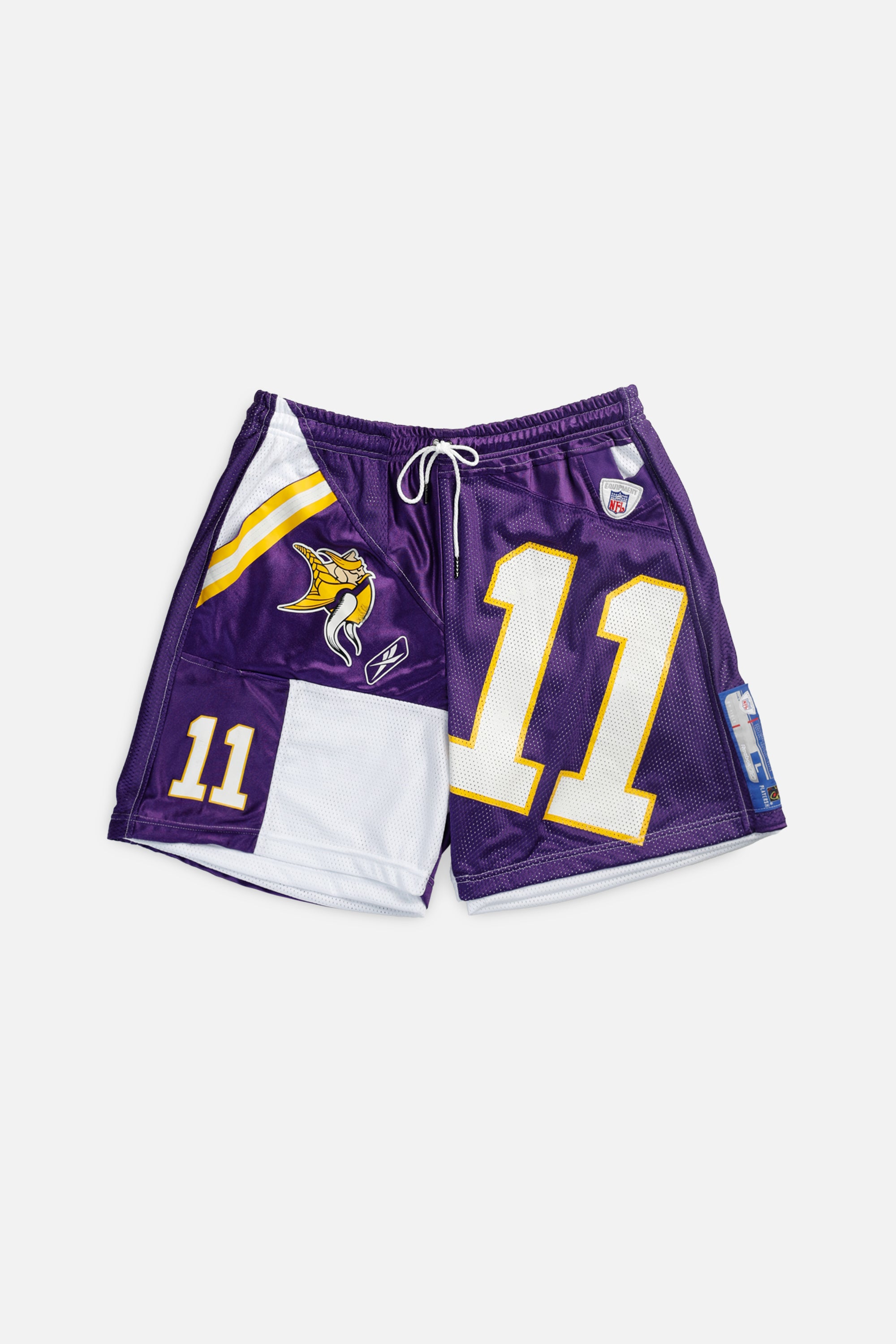 Unisex Rework Minnesota Vikings NFL Jersey Shorts - XL-BOTTOMS-NFL-Women's XL - Men's L-Frankie Collective Rare Vintage Streetwear Reworks
