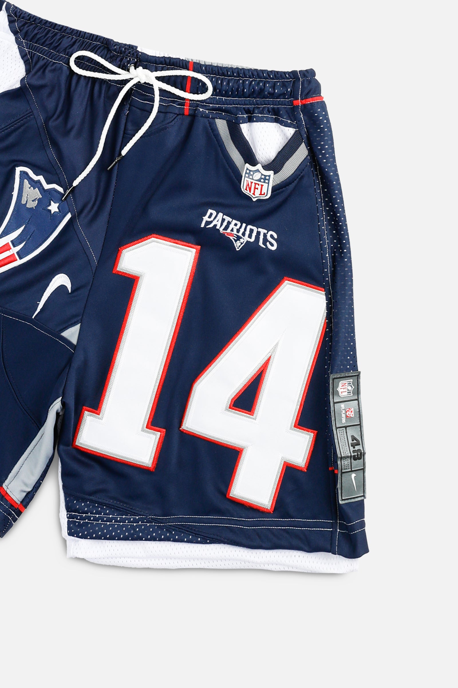Unisex Rework New England Patriots NFL Jersey Shorts - S-BOTTOMS-NFL-Women's S - Men's XS-Frankie Collective Rare Vintage Streetwear Reworks